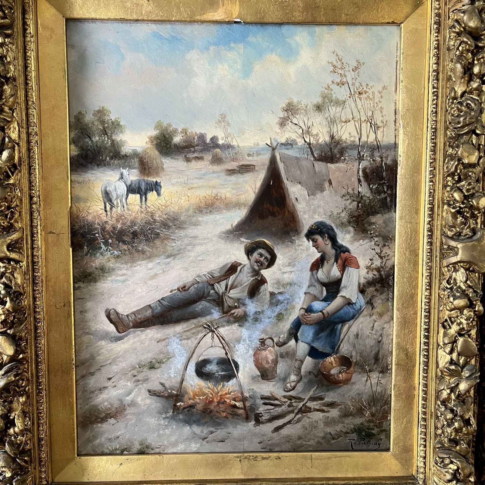 photo for sale Pair Of Antique Oil On Boards Signed. R Palnay