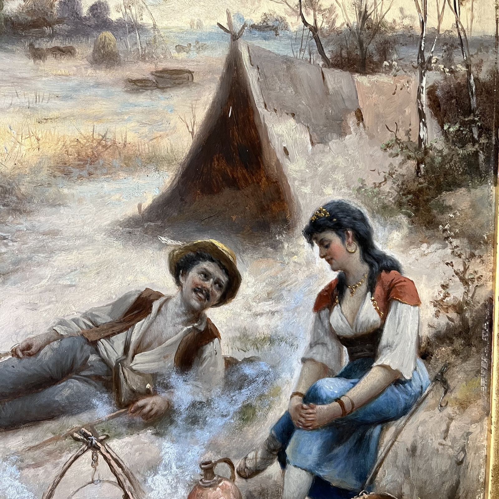 Pair Of Antique Oil On Boards Signed. R Palnay photo Art