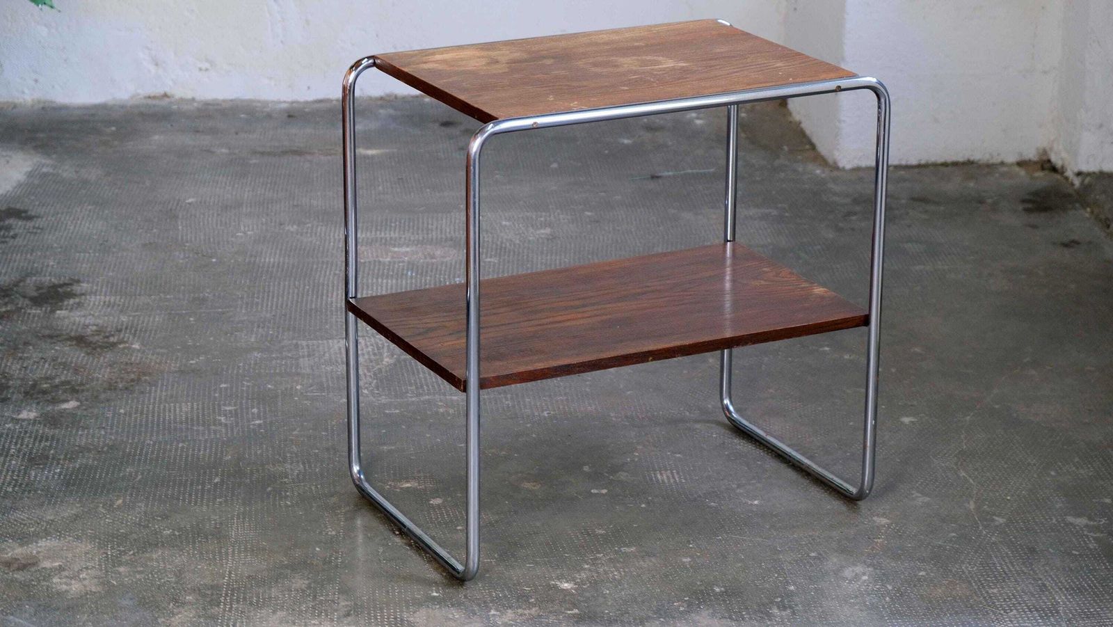 Bauhaus Shelf / Side Table With Chrome Plated Steel Tube Frame #60 photo furniture