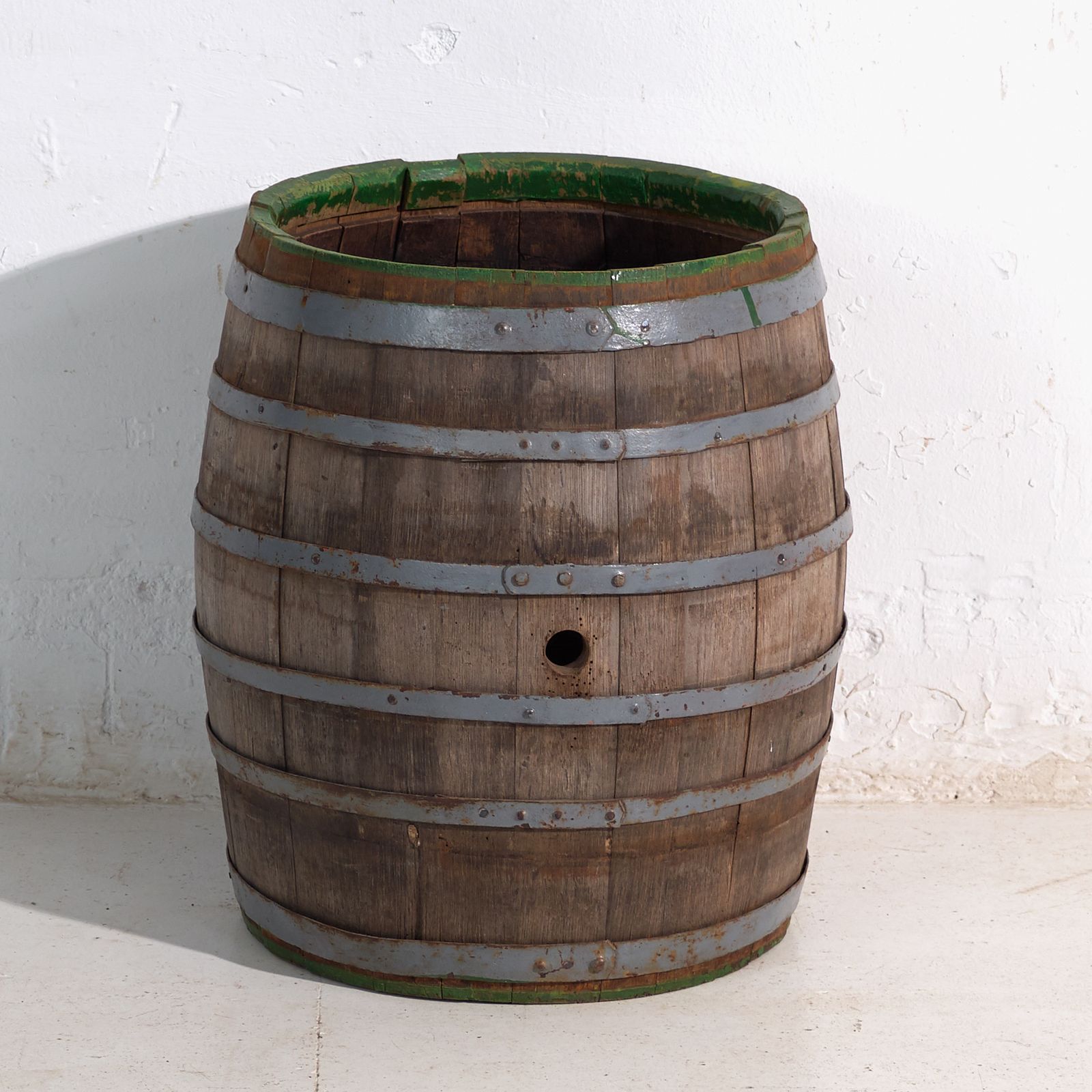 Antique Wooden Barrel With Iron Straps – Central Europe, Circa 1920 photo vinterior