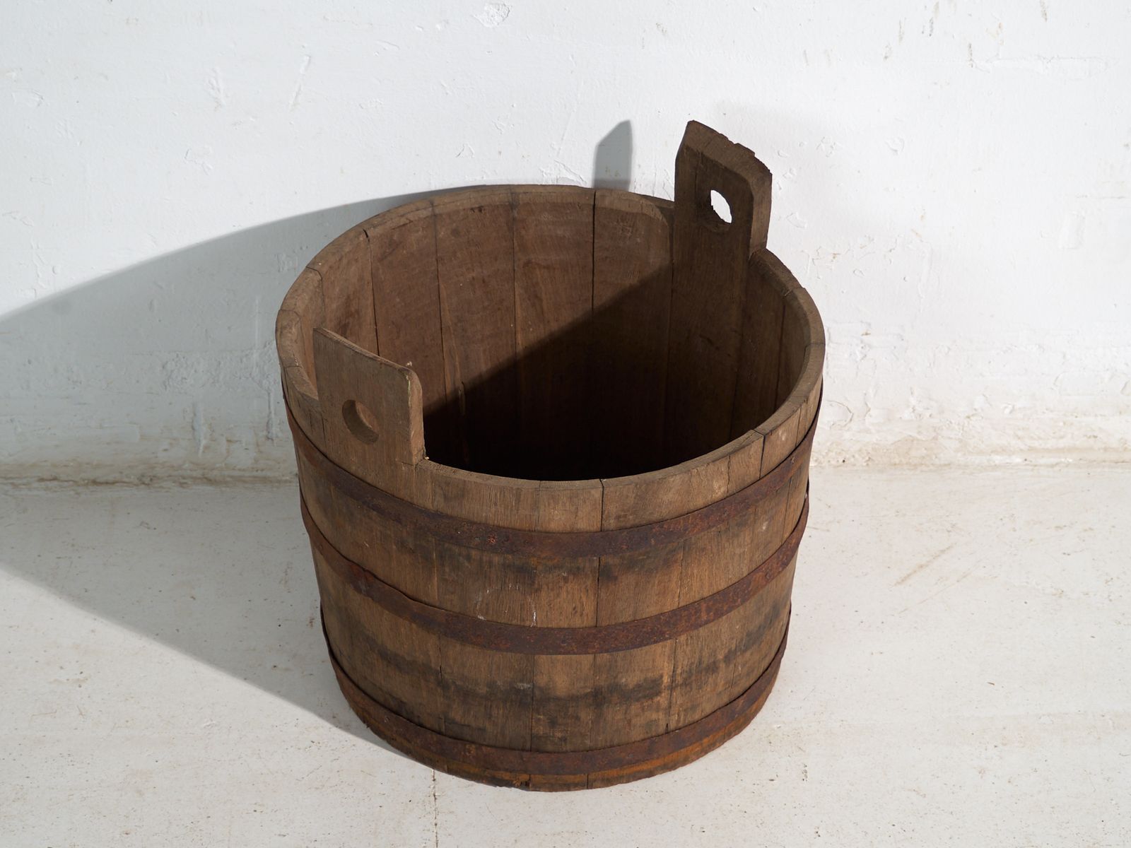 Antique Wooden Barrel With Iron Straps – Central Europe, Circa 1920 photo 375.0