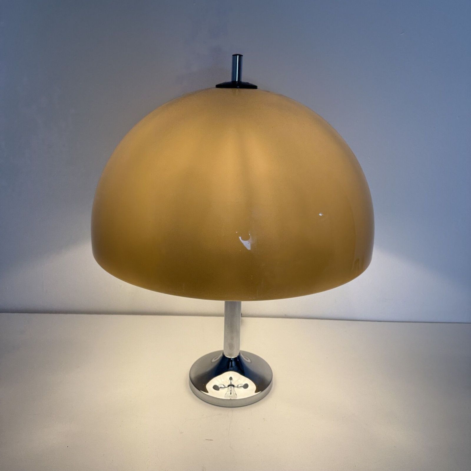 Mid Century Mushroom Table Lamp With Chrome Base , 1970s photo 483.0