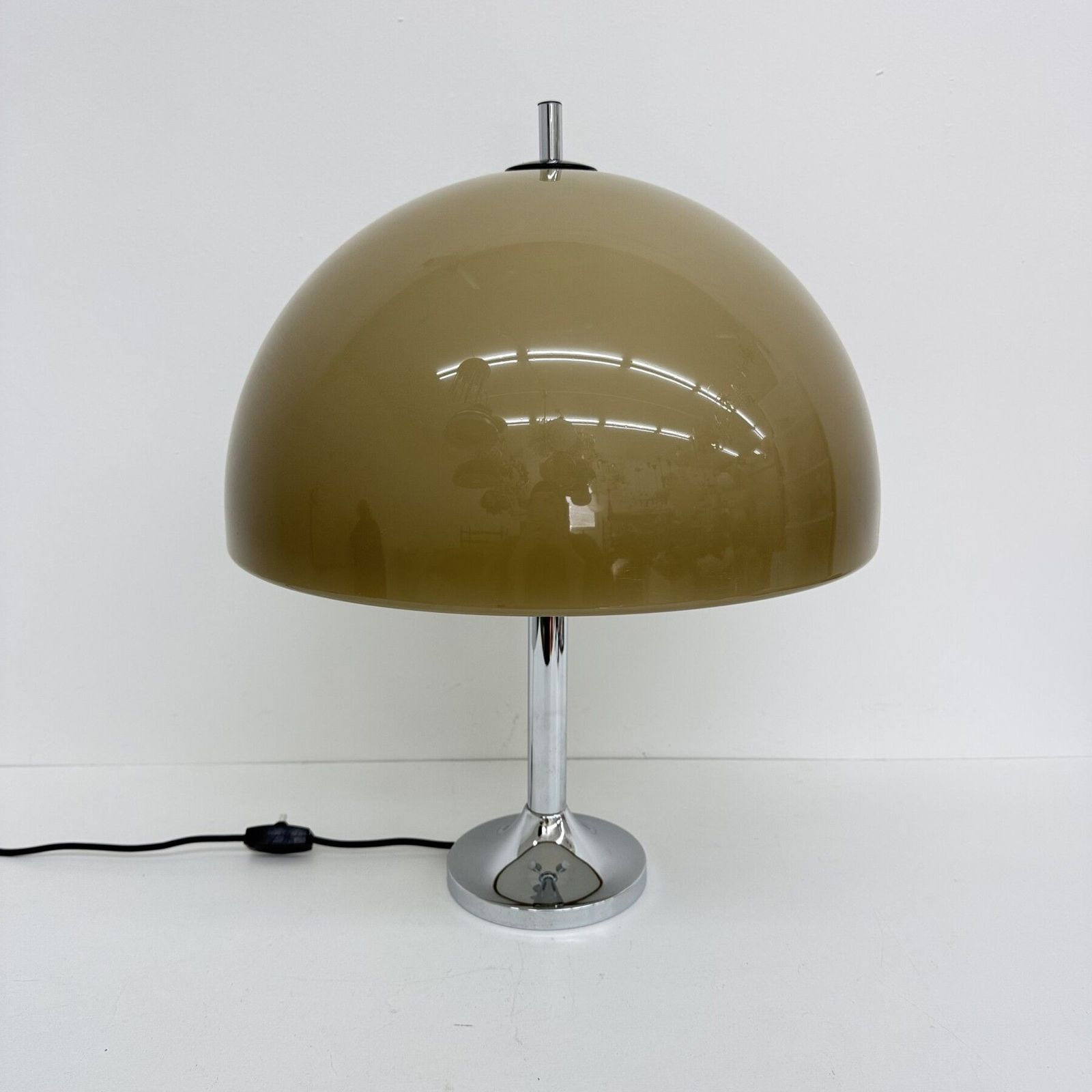 photo buy Mid Century Mushroom Table Lamp With Chrome Base , 1970s