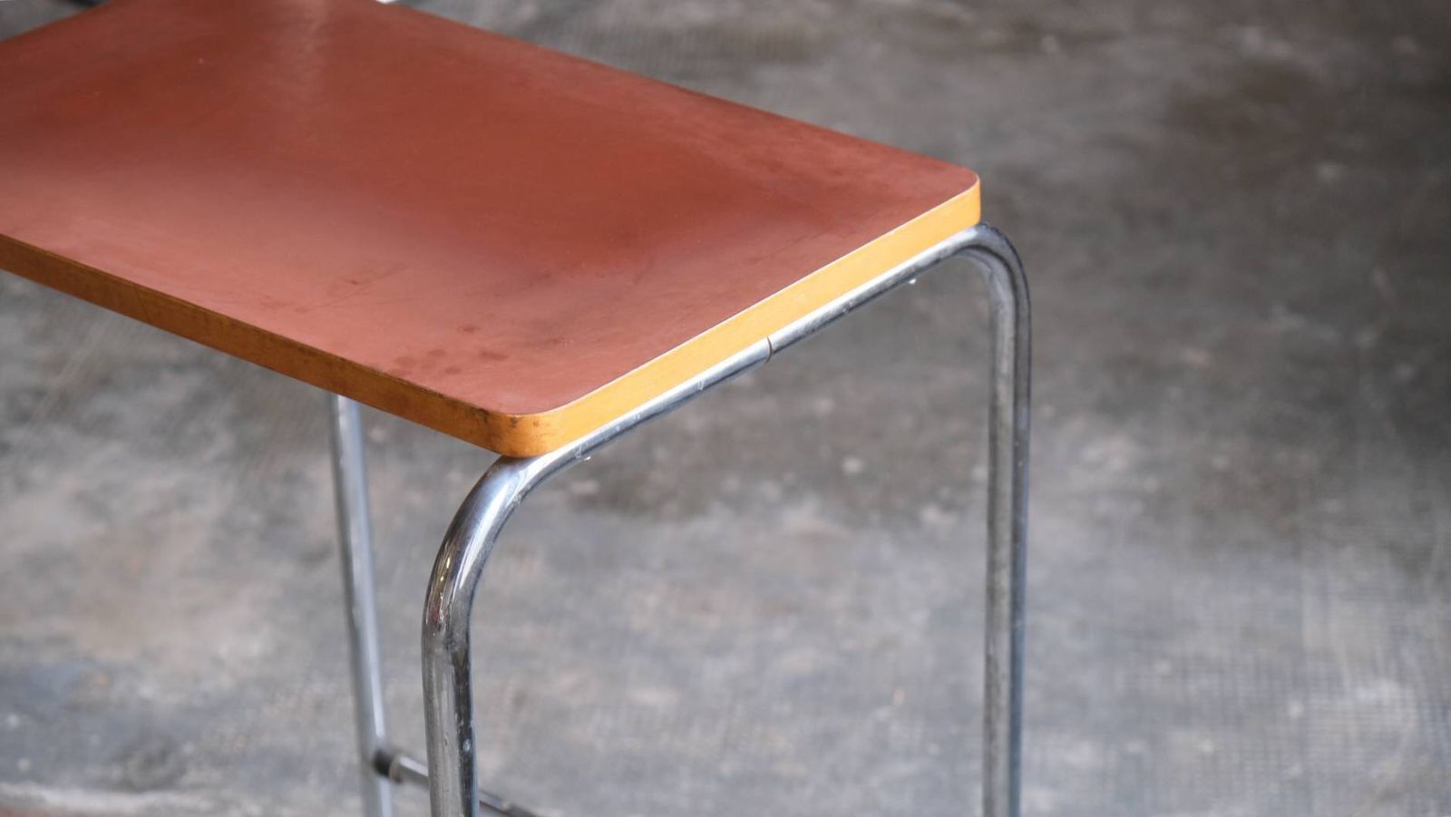 Small Tubular Steel Side Table In Bauhaus Design With Bakelite Shelf #2 photo 433.0