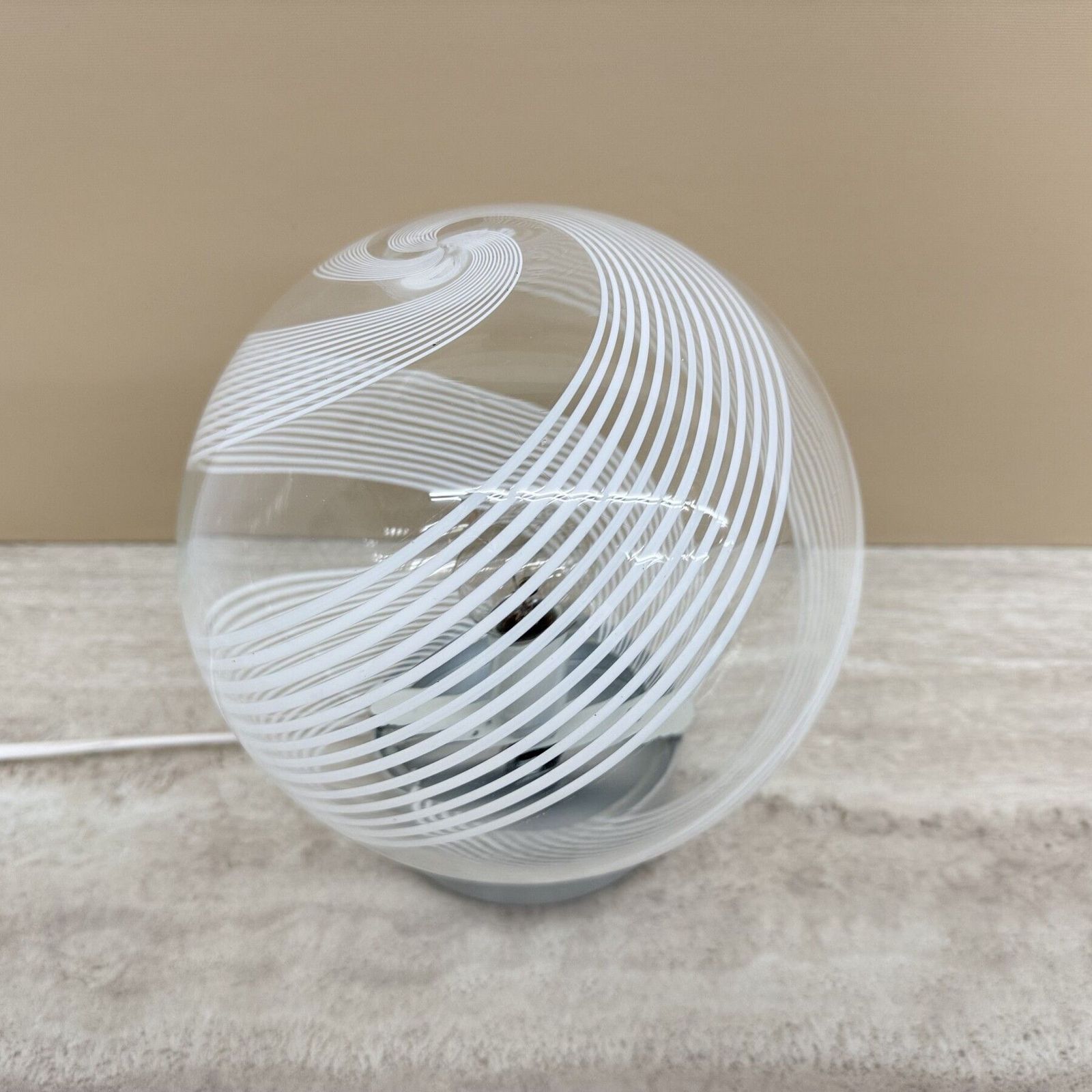 Lighting Mid Century Design Swirl Glass Table Lamp , 1970s Italy photo