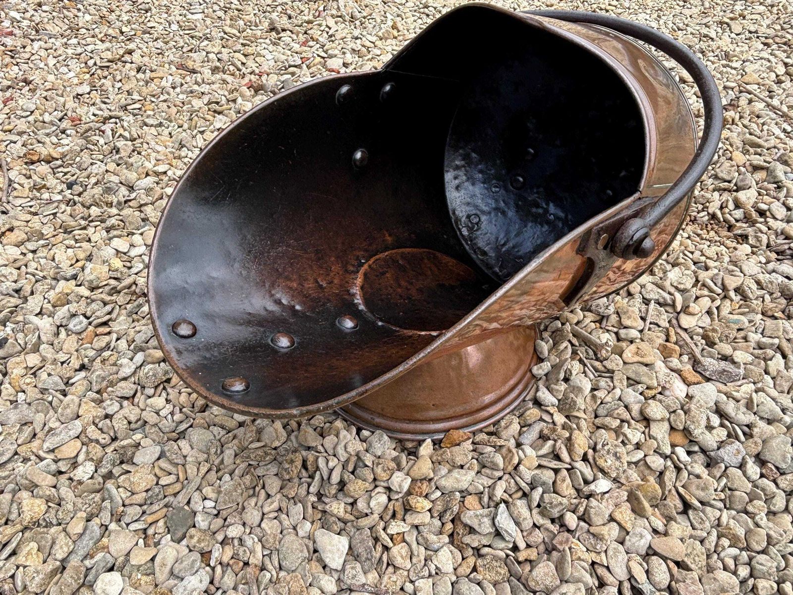 Victorian Copper Helmet Coal/ Log Scuttle By Bulpitt & Sons Birmingham 1900 . photo vintage