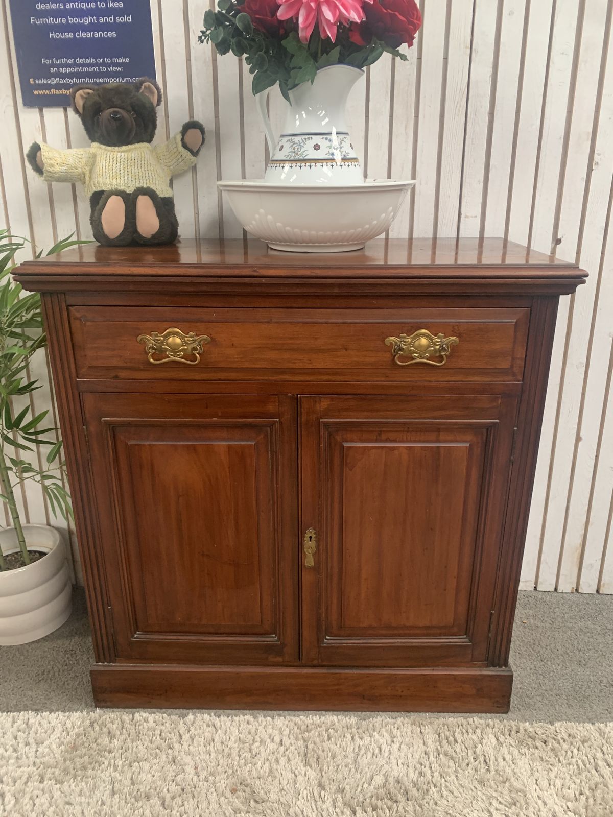 Antique Leeds Co Op Mahogany Flip Top Server / Sideboard   "Our Own Make" photo for sale