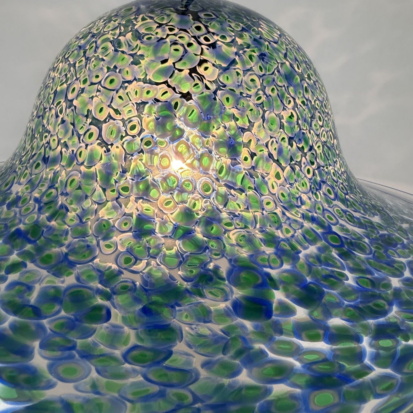 Blue Murano Glass Hanging Lamp Neverrino By Gae Aulenti For Vistosi Italy , 1970s photo for sale