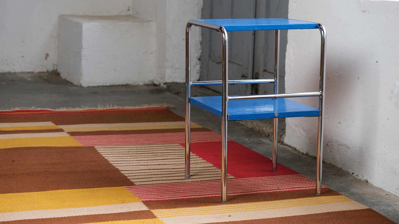 Furniture Set Of Two Bauhaus Bedside Tables By Mücke Melder In Blue photo