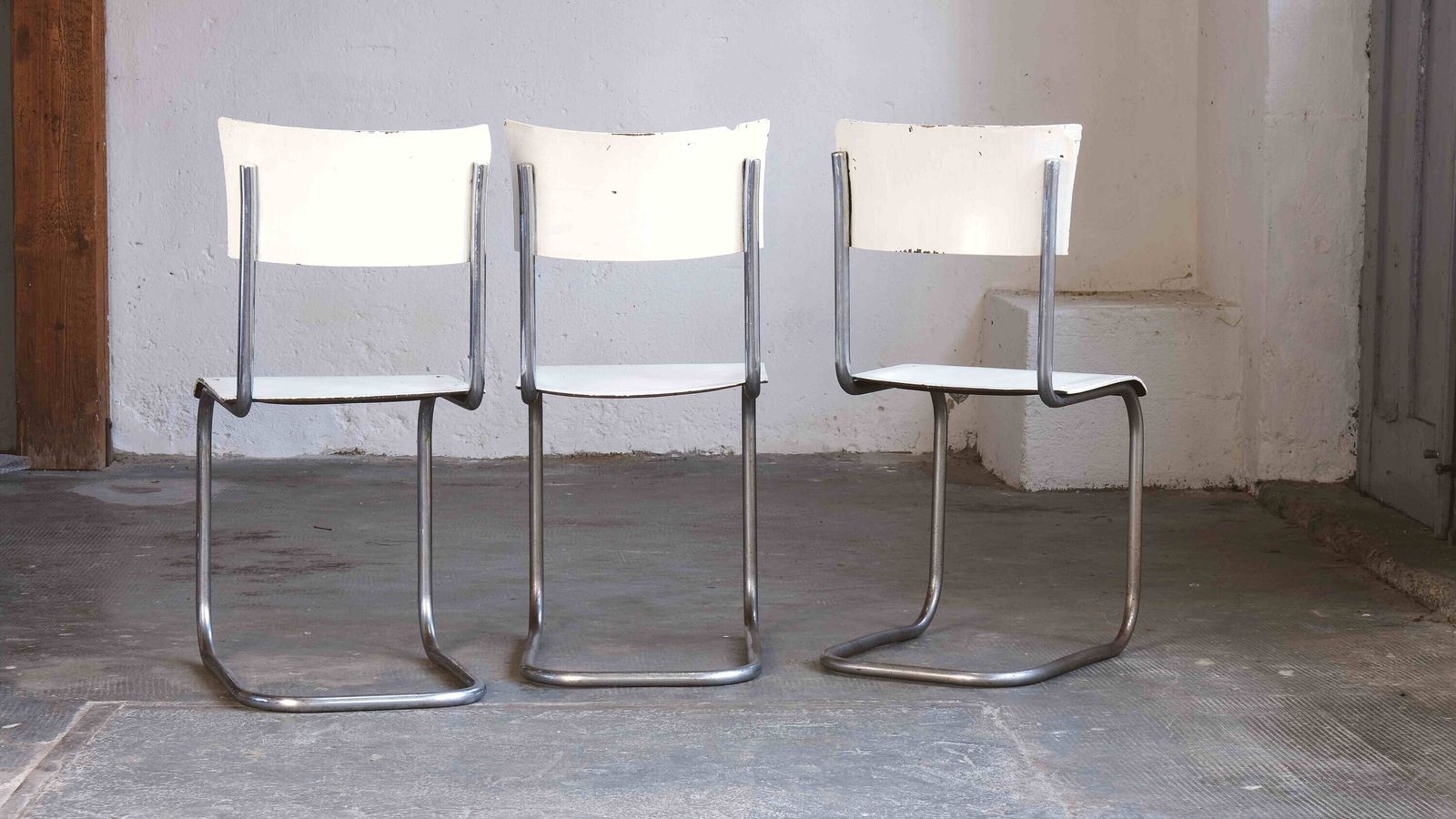 1 Of 3 Bauhaus Cantilever Chairs, White photo for sale
