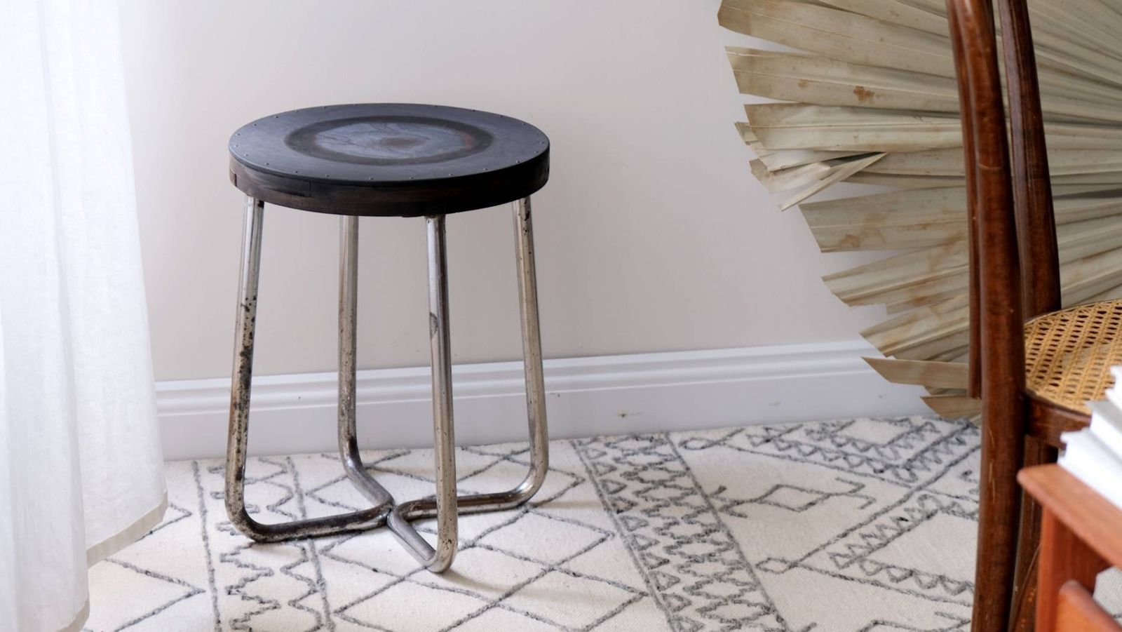 Round Bauhaus Stool In Chromed Tubular Steel, B77 Design