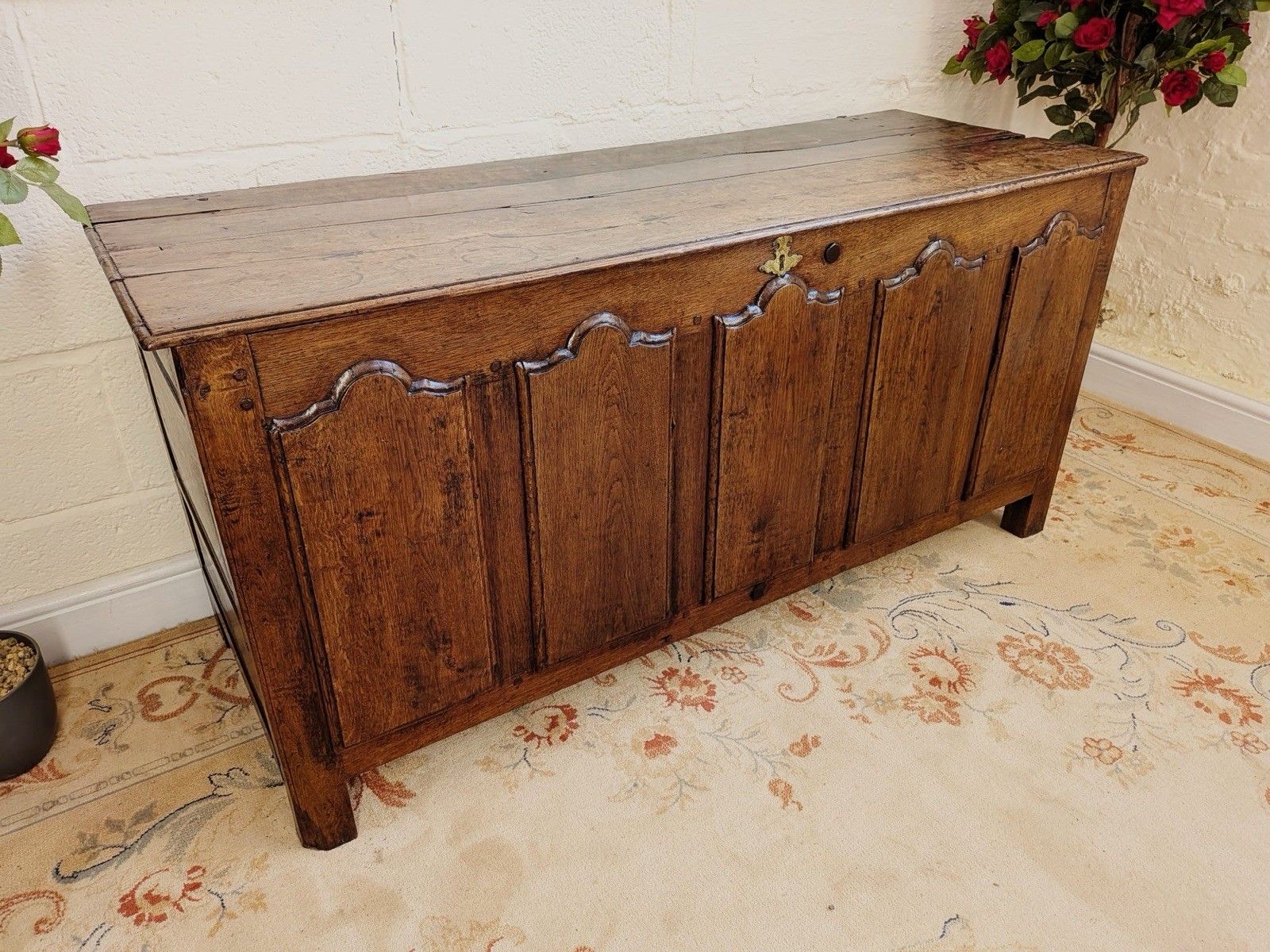 Period Rustic Golden Oak 5 Panel Kist Coffer photo furniture