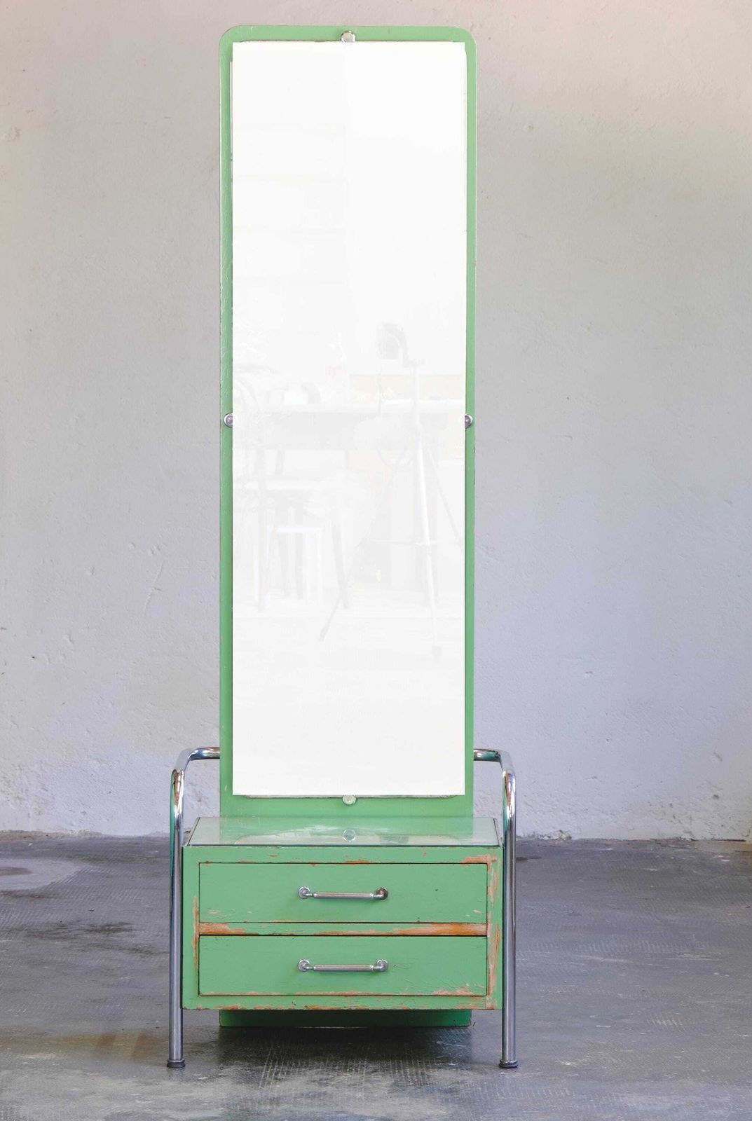 Bauhaus Mirrored Chest Of Drawers By Vichr In Lime Green photo for sale