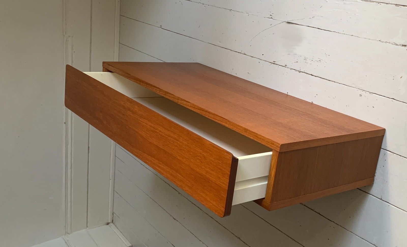 Mid Century Teak Beaver & Tapley 33 Floating Drawer / Shelf  W/ Mounting Bracket photo Furniture