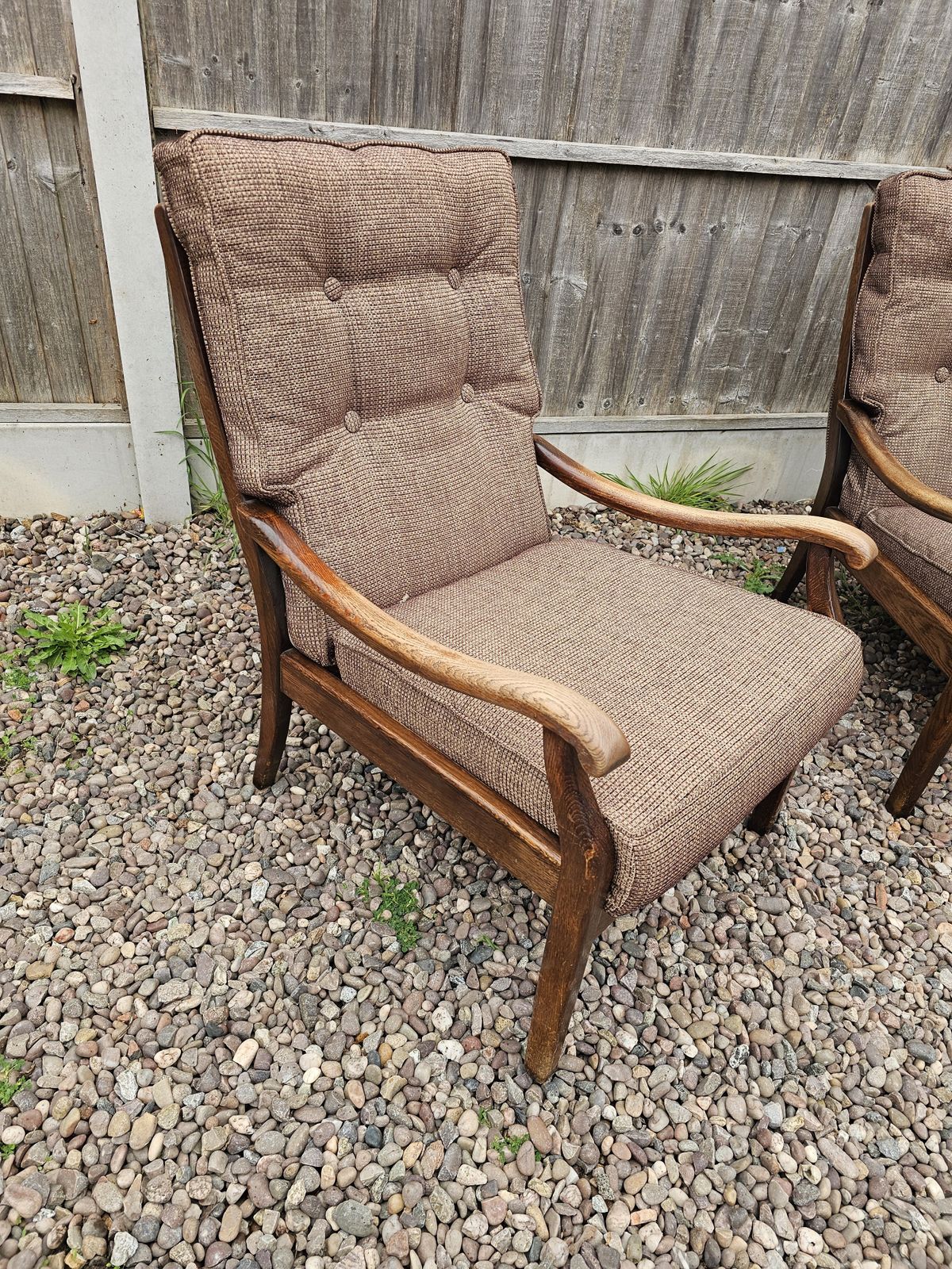 Mid Century Pair Of Cintique Fire Side Chairs photo vintage