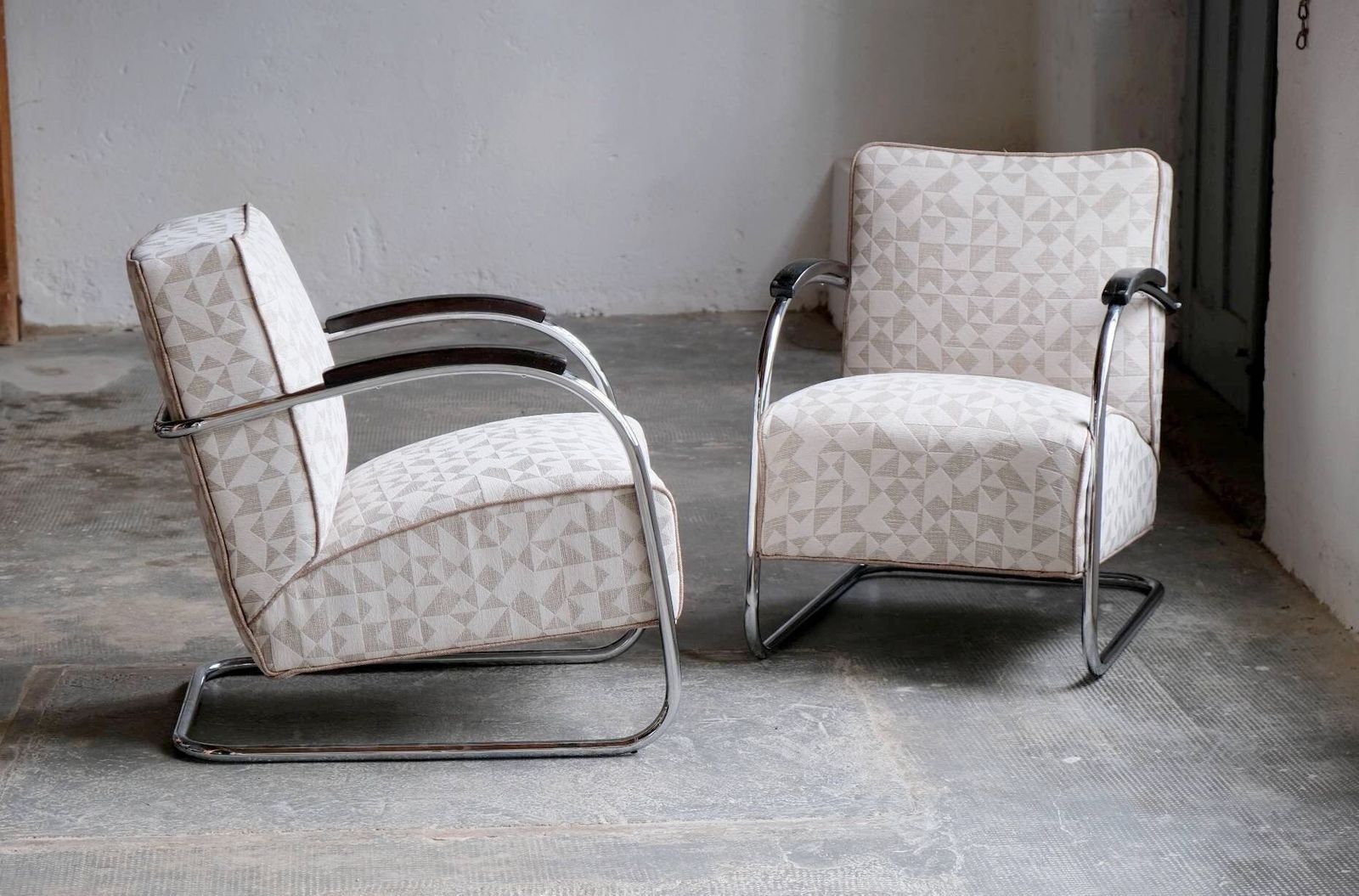 1 Of 2 Bauhaus Armchair Mücke Melder Famos Fn21 With New Fabric Cover photo Furniture