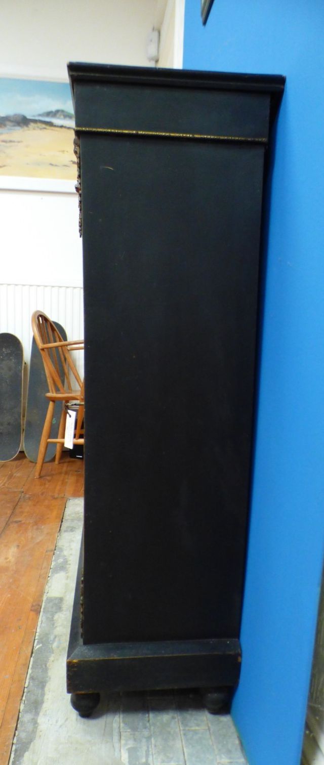 Victorian Ebonised Pier Display Glazed Cabinet Ornate Details Uk Delivery photo 210.0