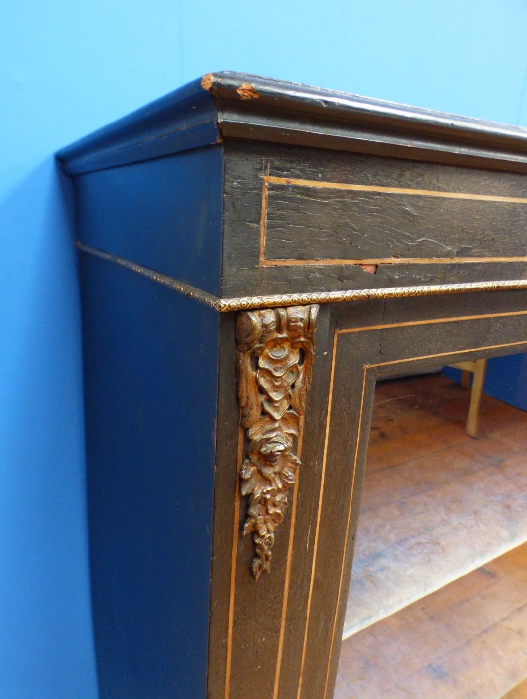 Victorian Ebonised Pier Display Glazed Cabinet Ornate Details Uk Delivery photo buy