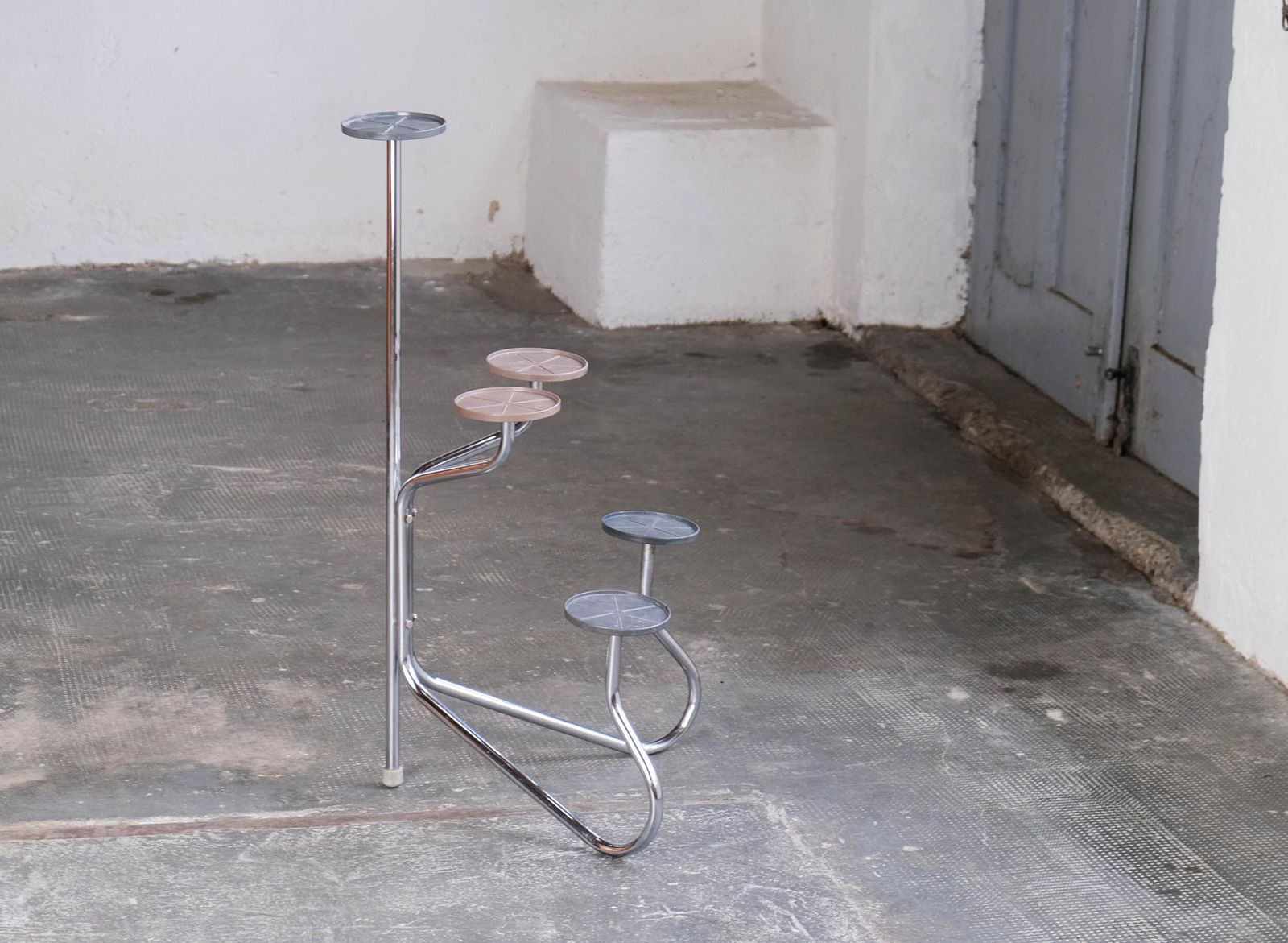 Steel Tube Plant Shelf In Bauhaus Design With Five Shelves photo Home Decor