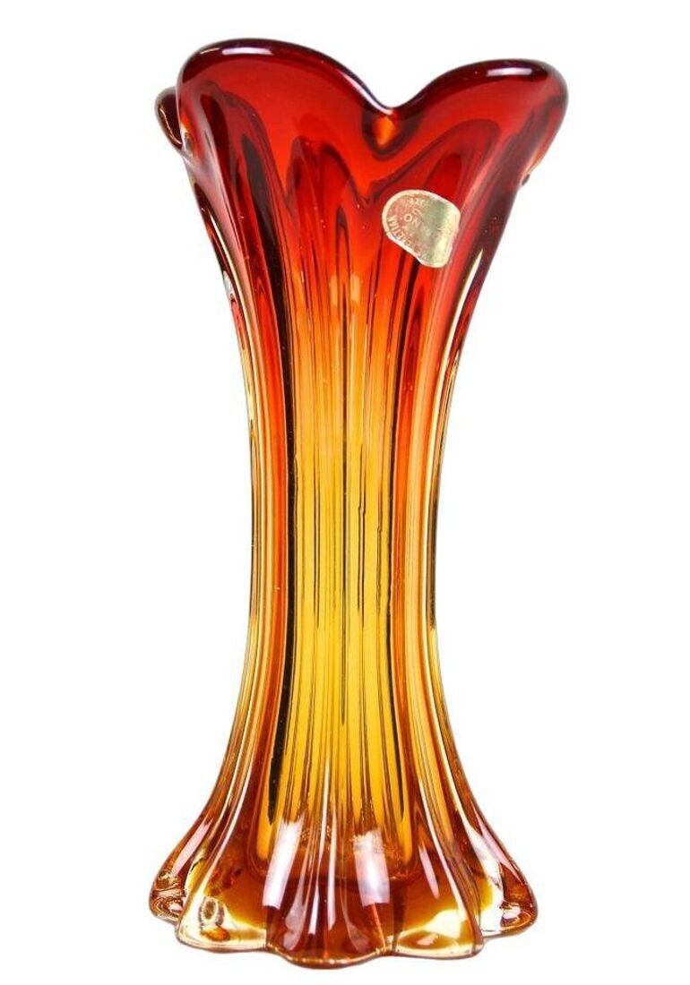 20th Century Murano Glass Vase, Mid Century   Red / Orange, It Ca. 1960/70