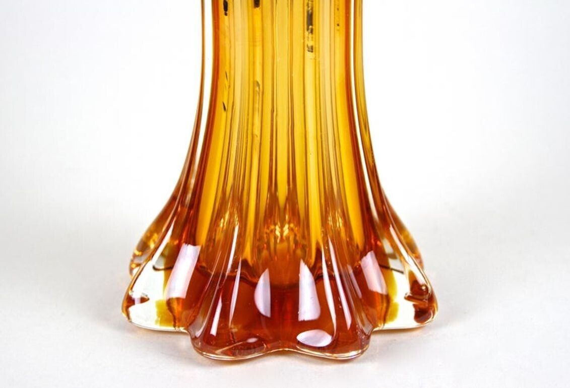 20th Century Murano Glass Vase, Mid Century   Red / Orange, It Ca. 1960/70 photo 530.0