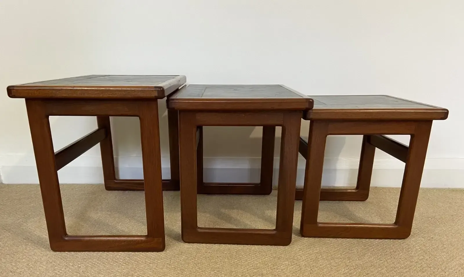 Mid Century Danish Tiled Top Nest Of Coffee/Side Tables photo 165.0