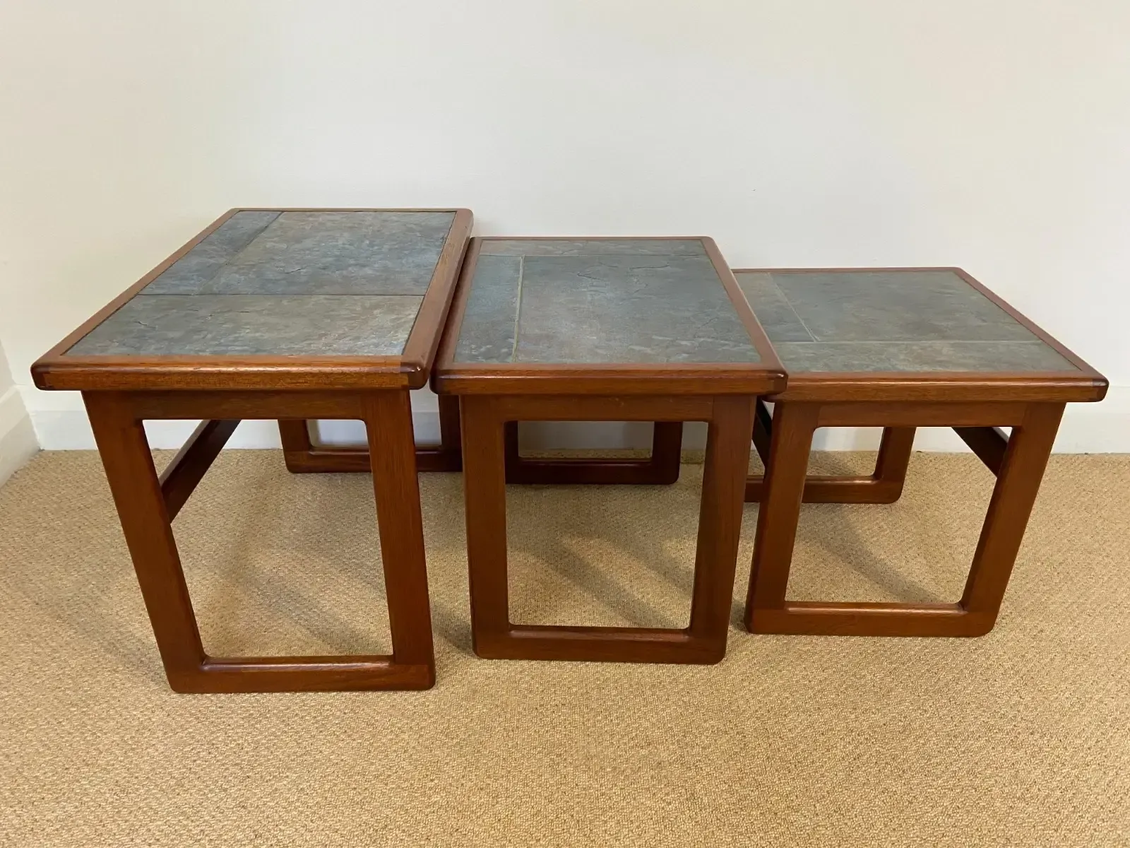 photo for sale Mid Century Danish Tiled Top Nest Of Coffee/Side Tables