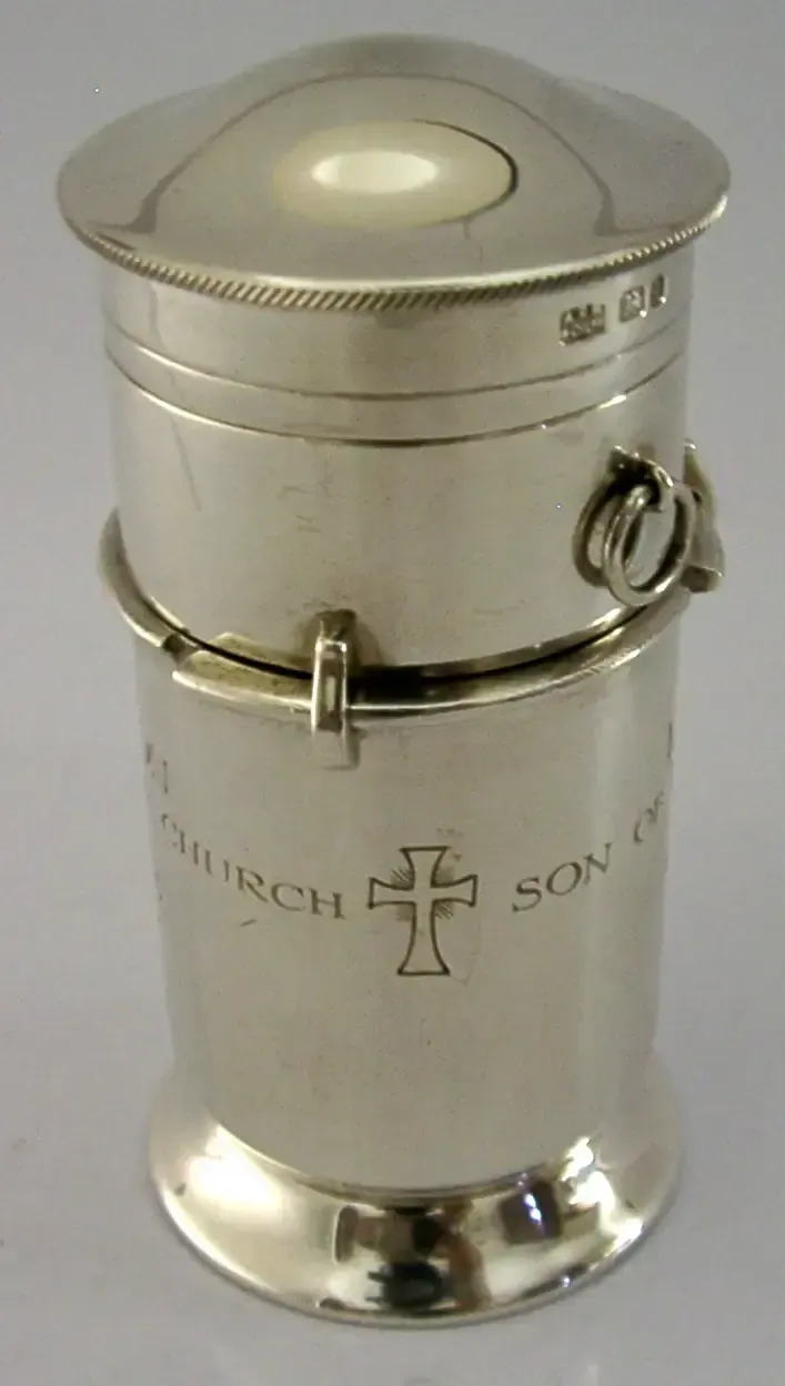 Sterling Zilveren Wafer Pyx Box Holy Water Jar Communion Set 1961 Religious Oxford photo buy