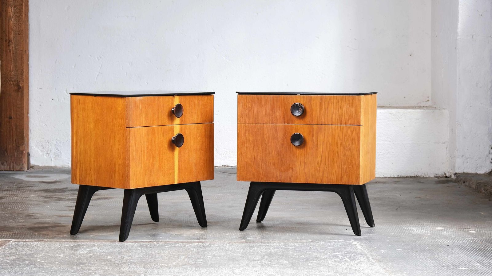 photo for sale Set Of Two Mid Century Bedside Tables And A Chest Of Drawers With Mirror