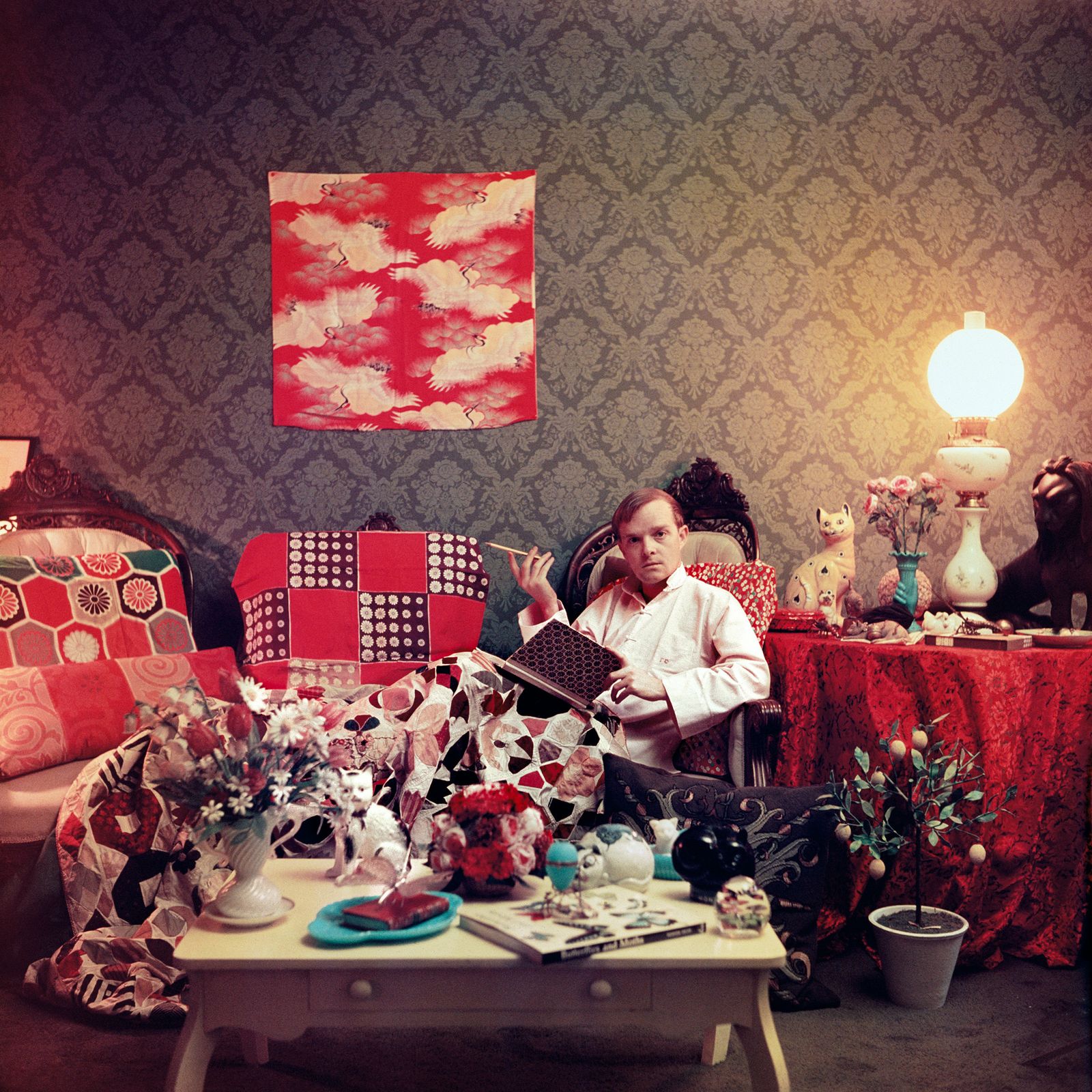 Slim Aarons 'Capote At Home' Archival Pigment Print Framed In Black