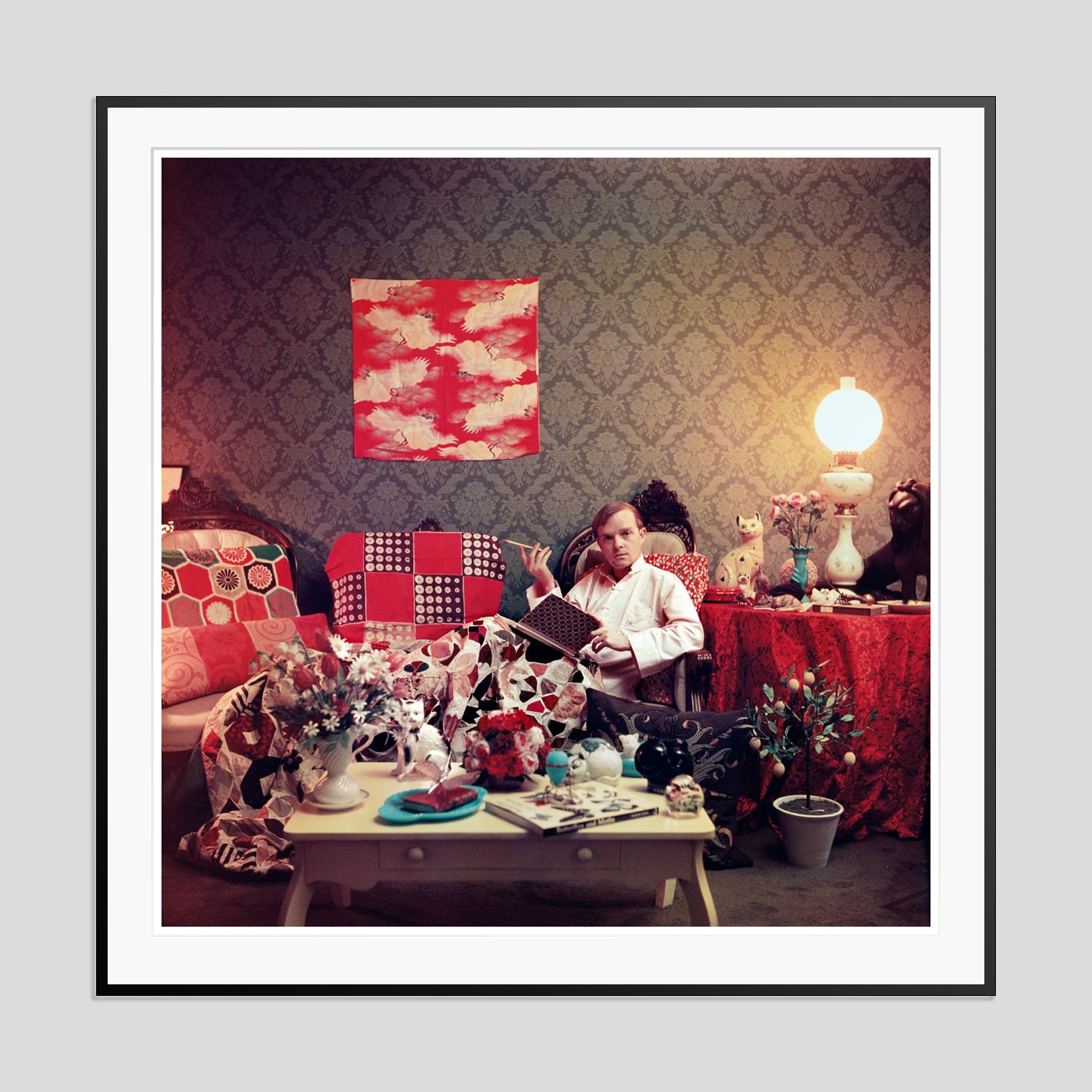 Slim Aarons 'Capote At Home' Archival Pigment Print Framed In Black photo furniture
