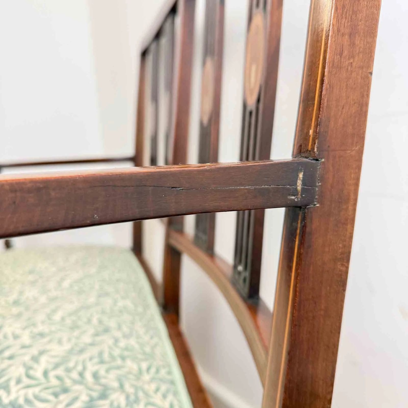 Furniture Edwardian Art Nouveau Inlaid Mahogany Settee photo