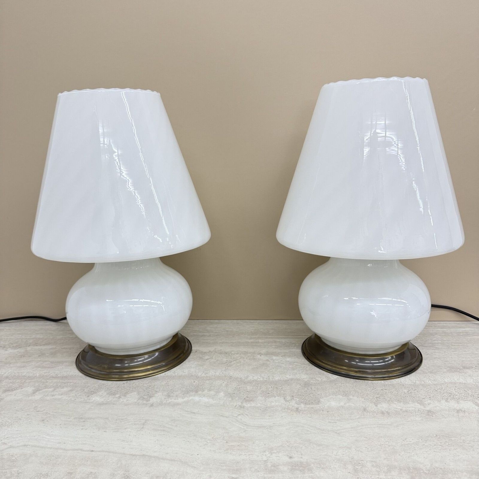 Xl Mid Century Design Murano Glass Swirl Lamps , 1970s photo for sale