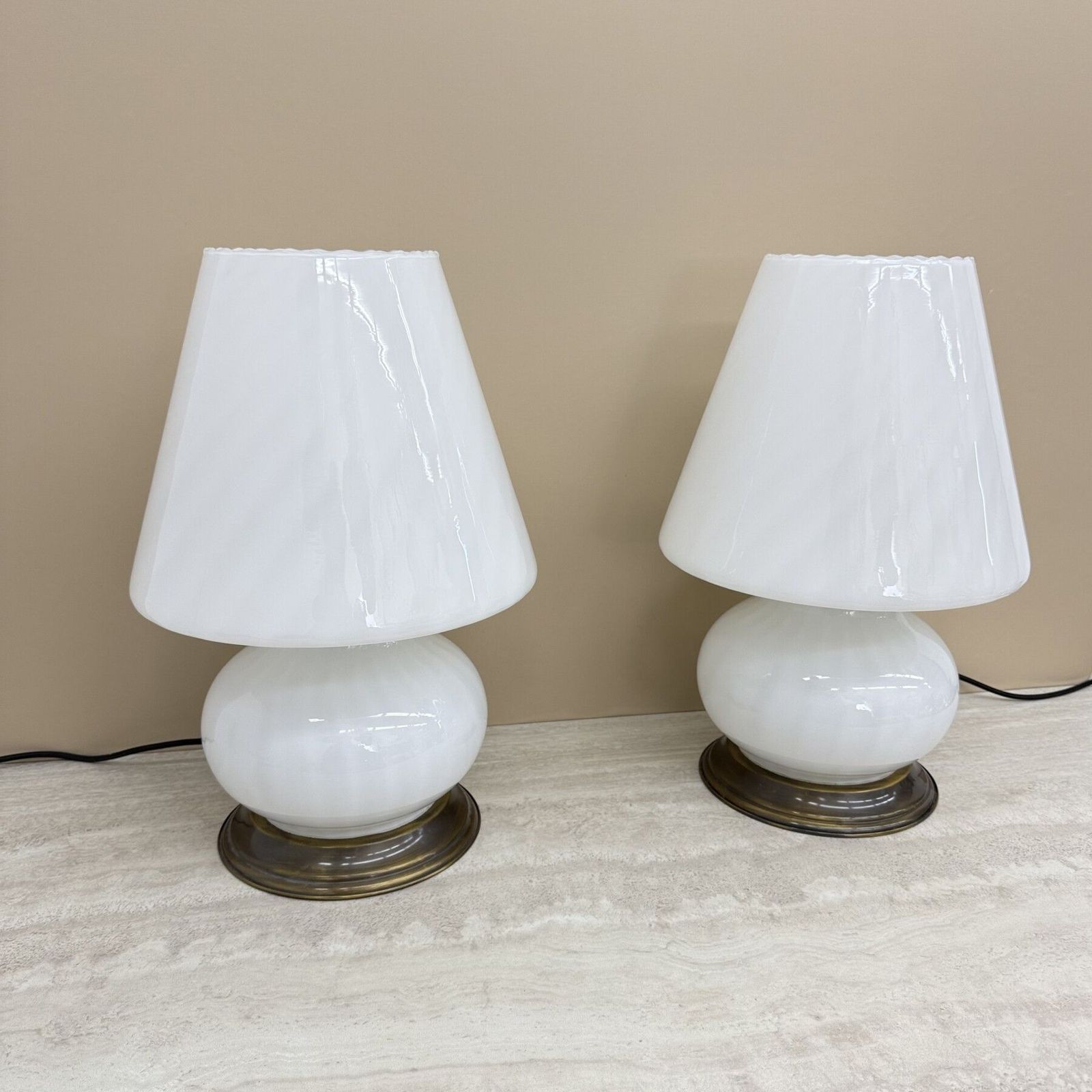 1346.0 Xl Mid Century Design Murano Glass Swirl Lamps , 1970s photo