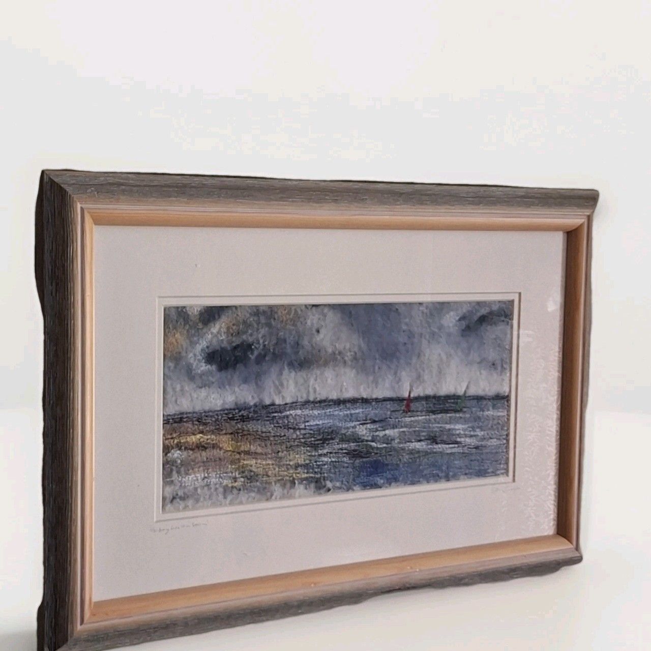 Caroline Hyde Brown One Off Textile Embroidered Seascape Solent Liberty London photo Art