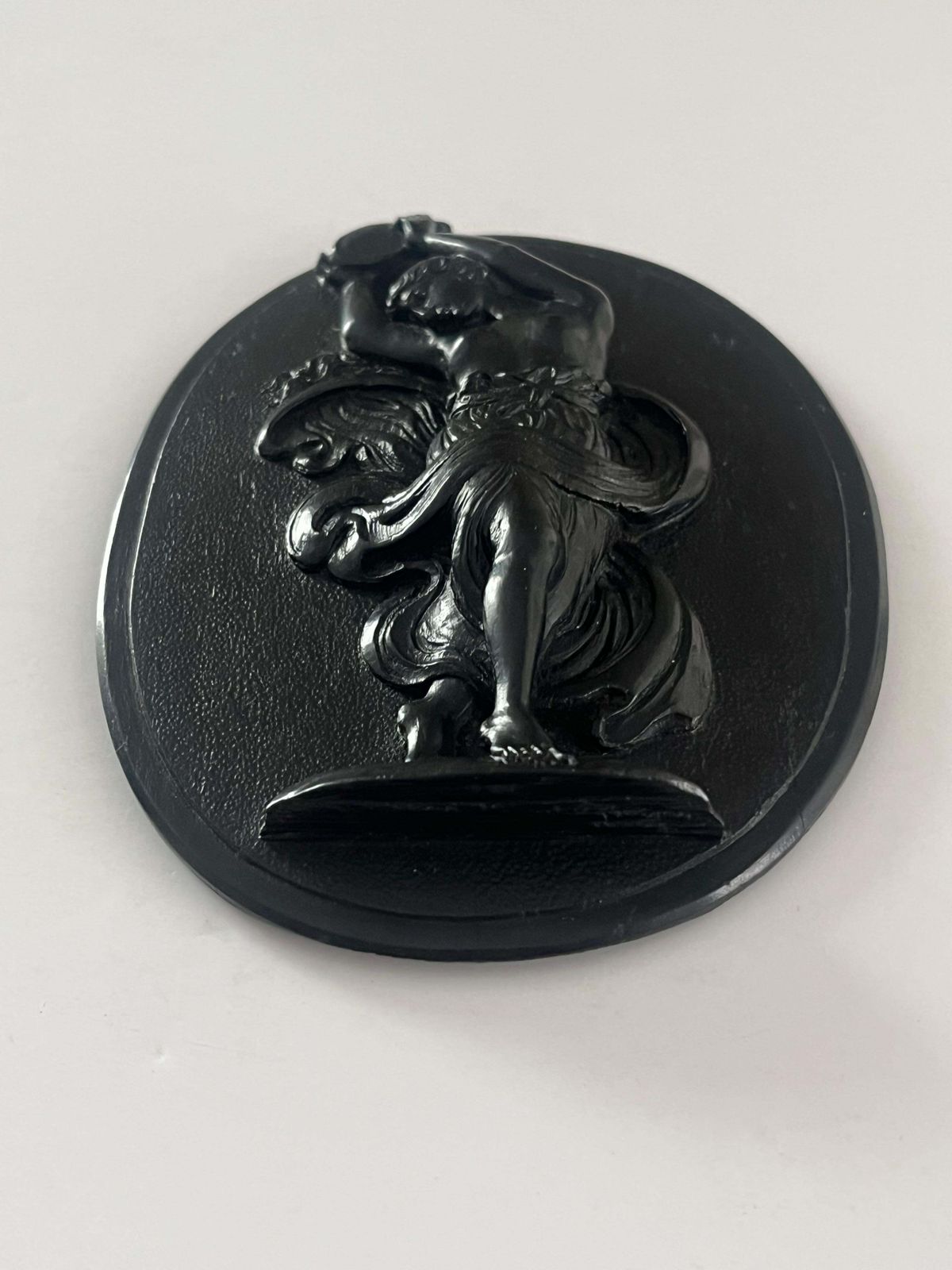 281.0 Antique Black Basalt Wall Plaque Probably By Josiah Wedgwood, Circa 1860 photo