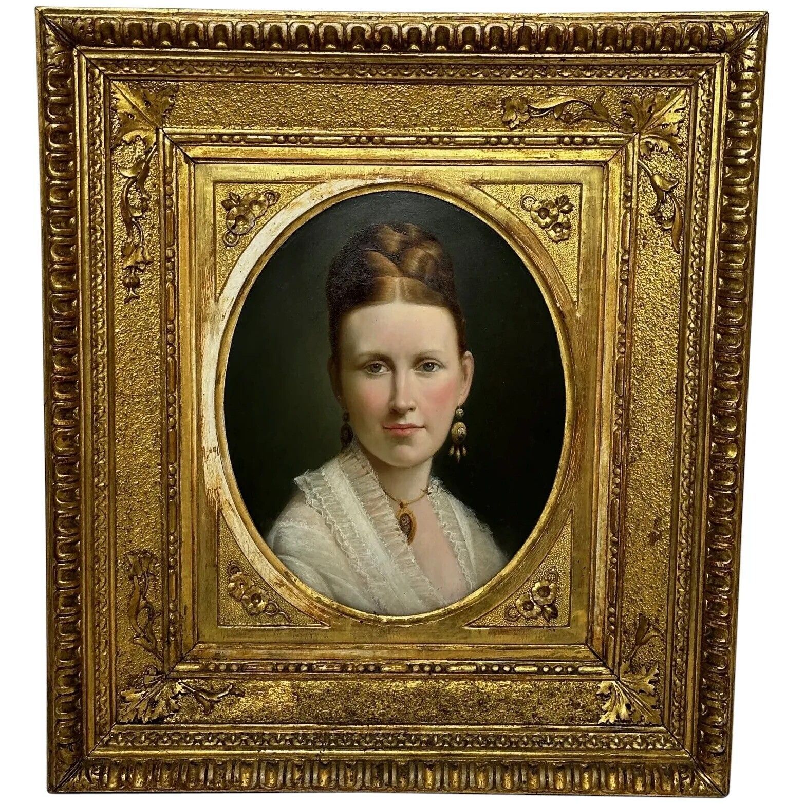 Victoriaans 19e-eeuws olieverfportret van een jonge Haagse dame van adel
