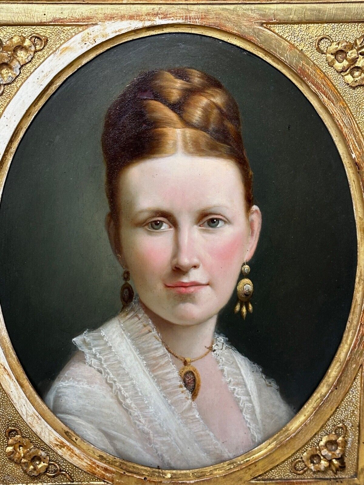 Victorian 19th Century Oil Painting Portrait Young Dutch Hague Lady Nobility photo furniture