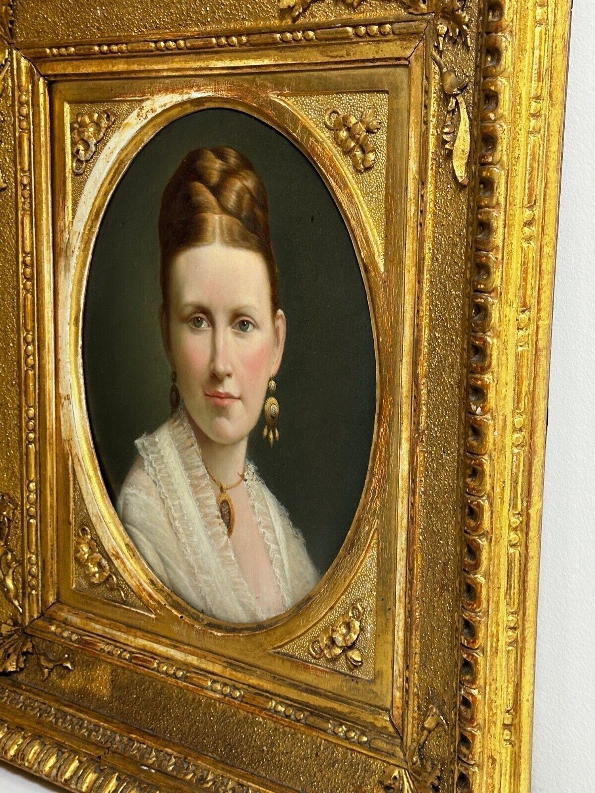 Victorian 19th Century Oil Painting Portrait Young Dutch Hague Lady Nobility photo buy