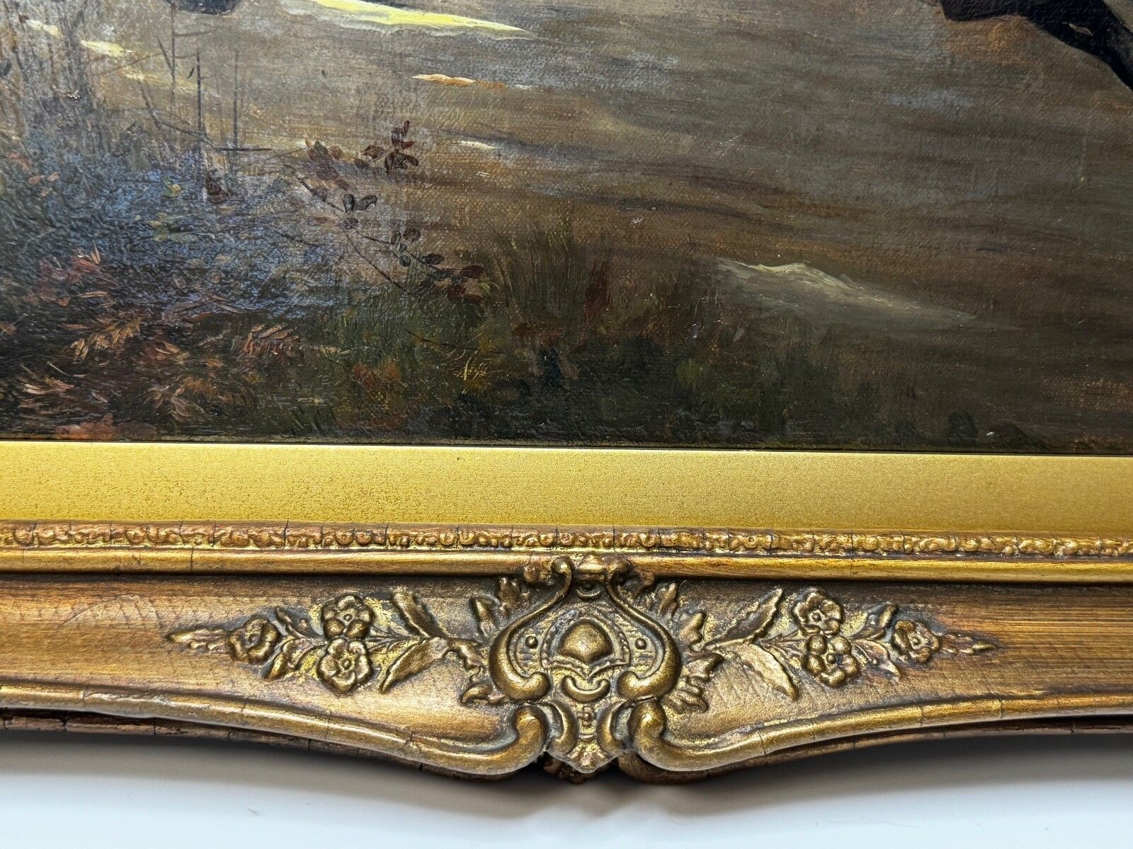 19th Century Oil Painting Civil War Royalist Pursued By Roundheads Escape From Worcester 1651 Gilt Framed photo vinterior