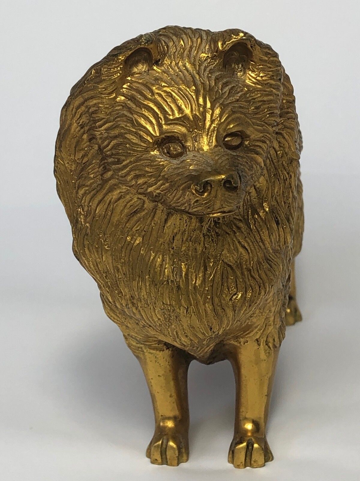 Antiek art deco verguld bronzen Spitz hond auto-mascotte gesigneerd A G Ward photo vinterior