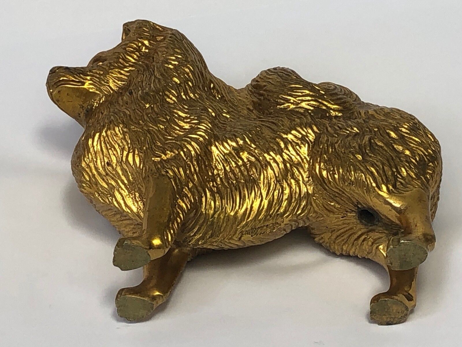 Kunst Antiek art deco verguld bronzen Spitz hond auto-mascotte gesigneerd A G Ward photo