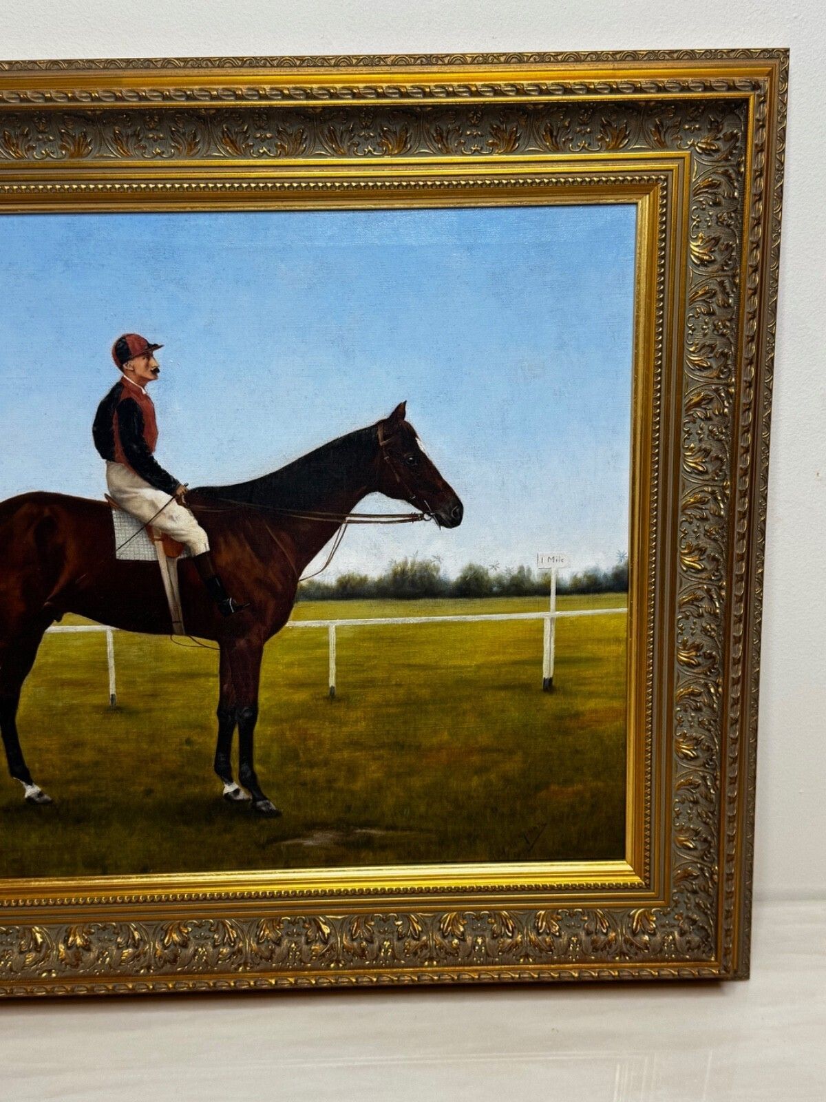 19e-eeuws ruitersschilderij, olieverf, Master Walter, winnaar Governor's Cup, Colombo Races, in de stijl van Harry Hall photo Kunst