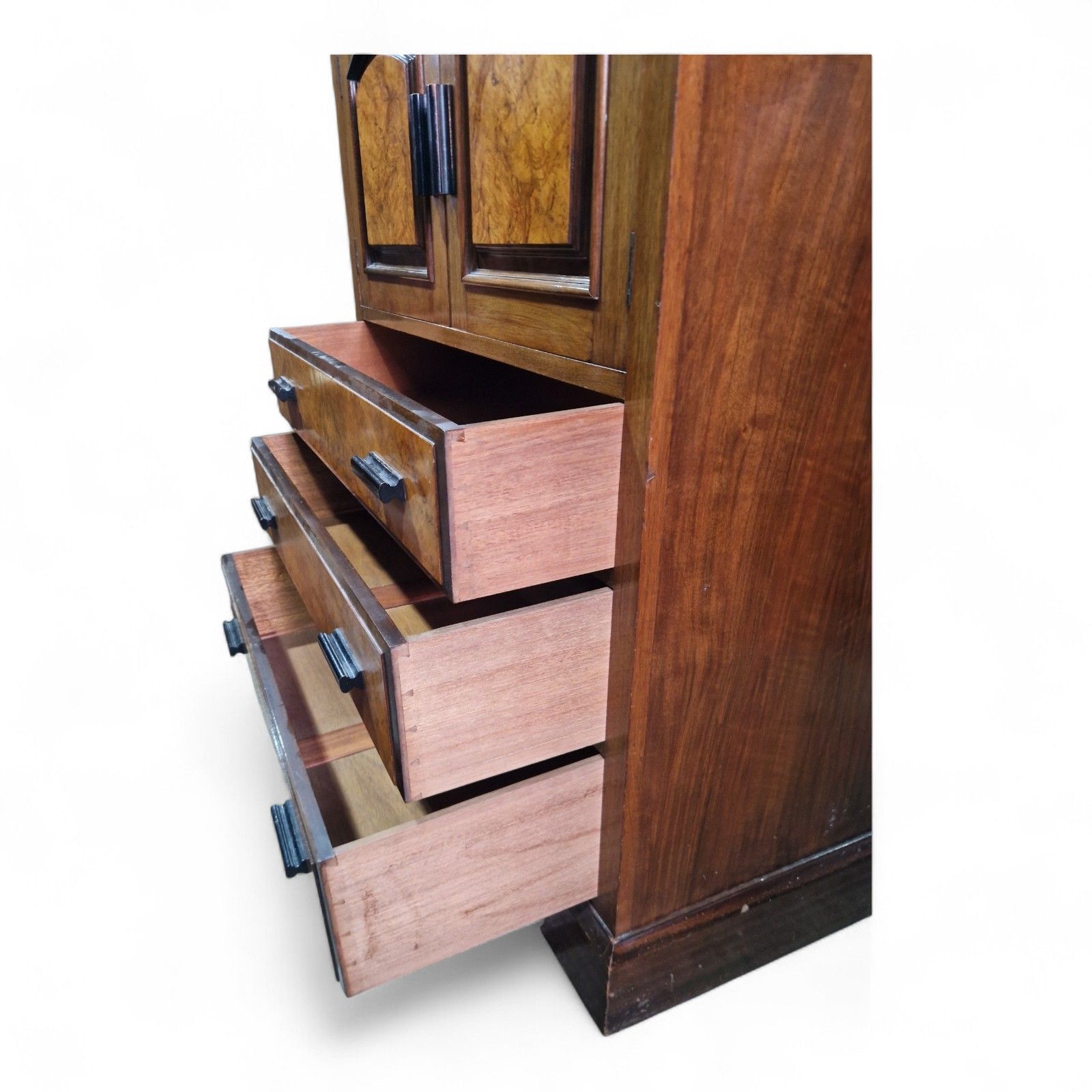 photo vinterior Antique Victorian Millinery Chest Walnut Cabinet 3 Drawers Cupboard Storage