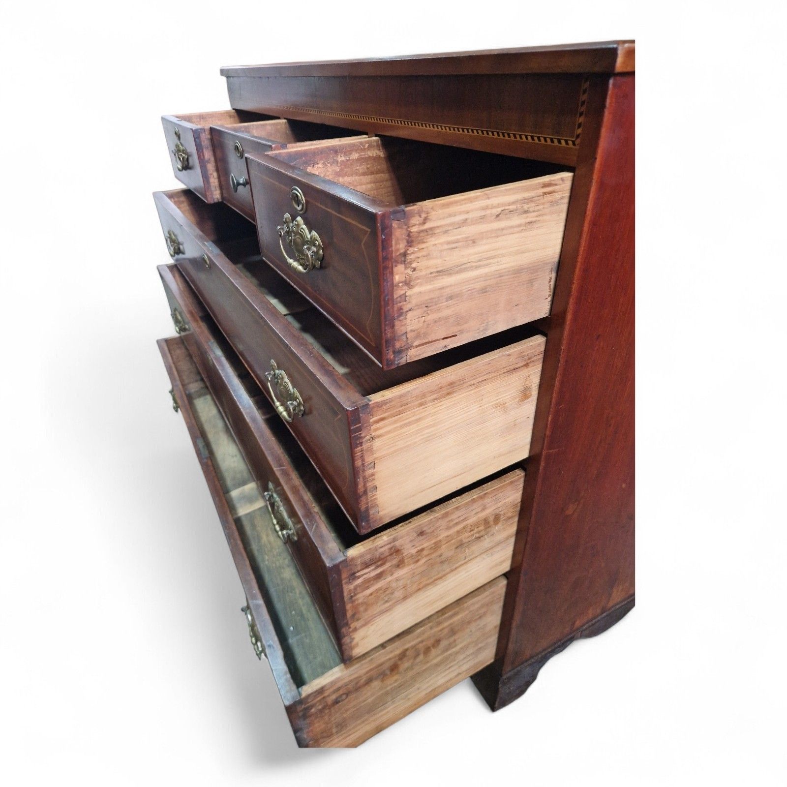 Antique Georgian Mahogany Chest Of Drawers Inlaid 6 Drawer Large Chest photo buy
