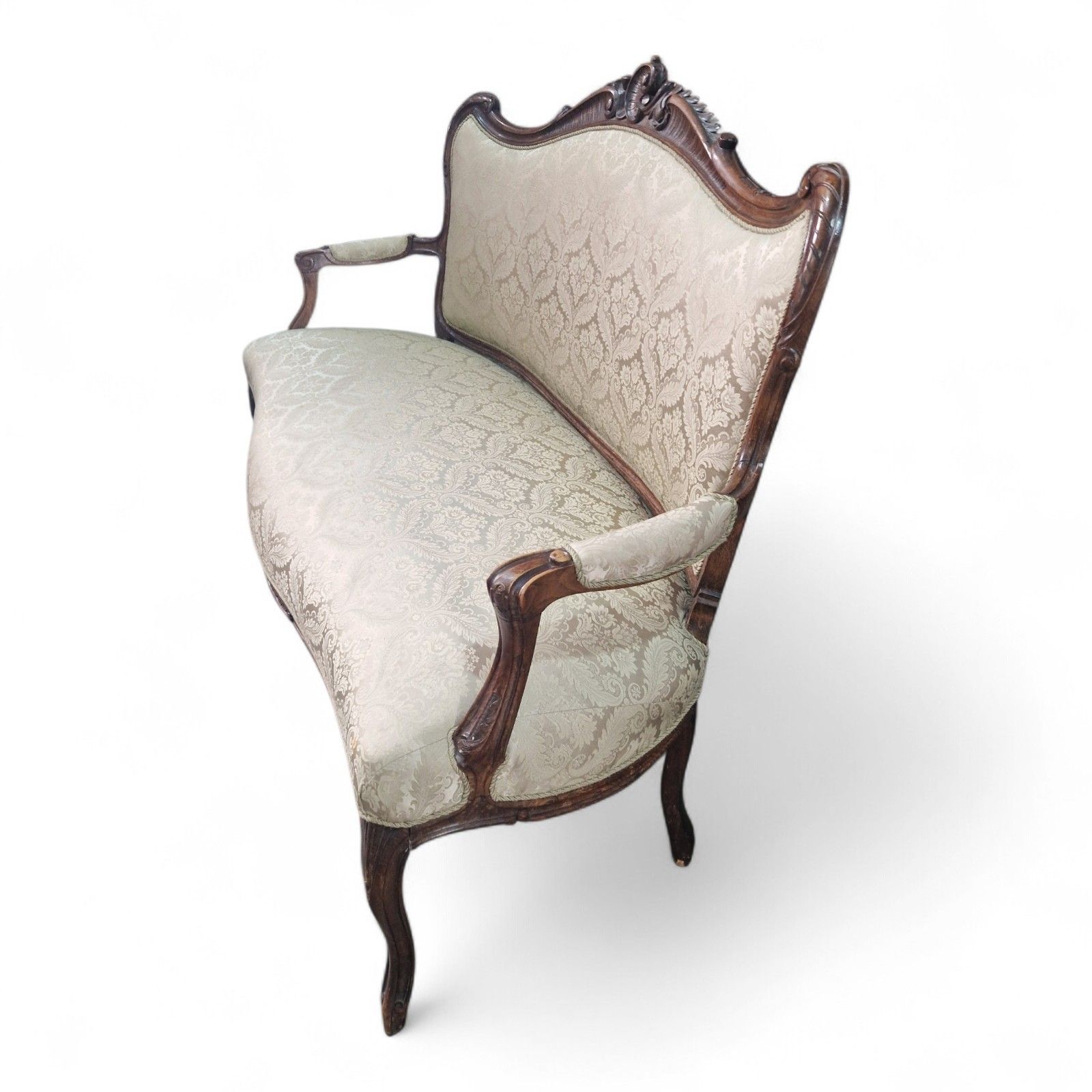 Antique Style French Carved Sofa Settee Louis XV Walnut Upholstered Seat photo 250.0