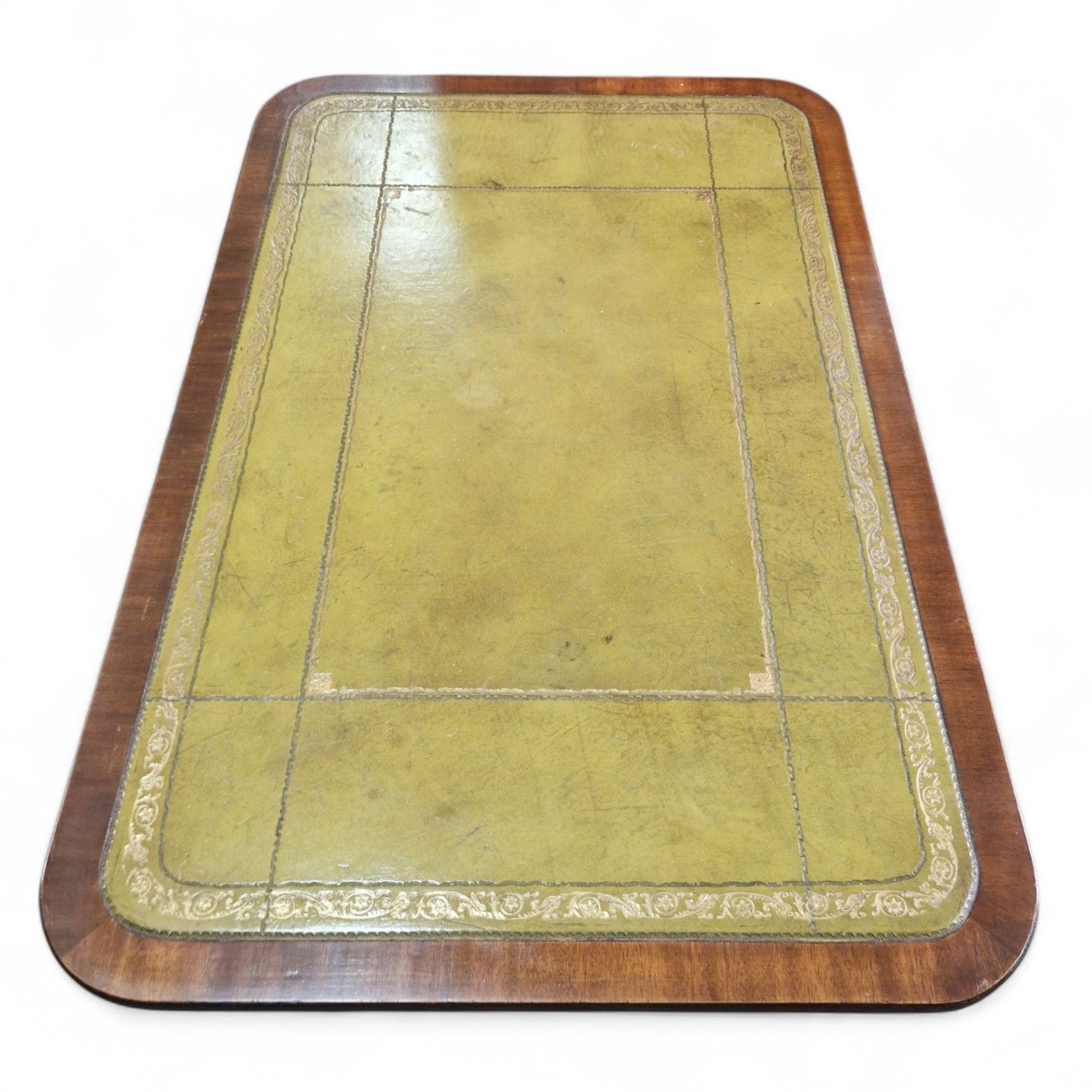 Antique Style Games Table Coffee Table Green Leather Top Paw Feet Castors Large photo vinterior
