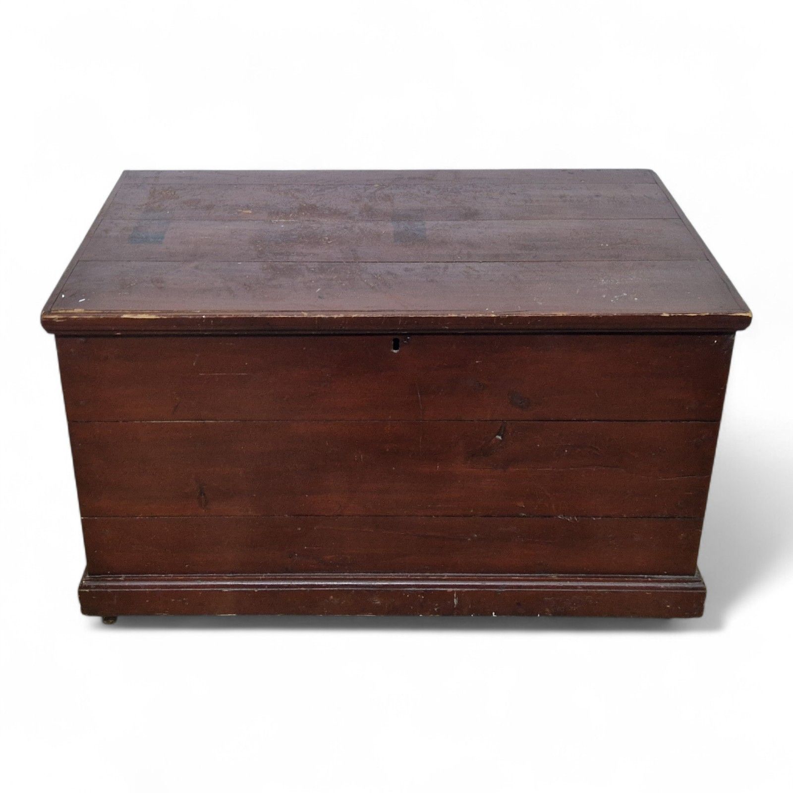 Antique Victorian Pine Box Flat Top Blanket Chest Wooden Storage Trunk photo buy