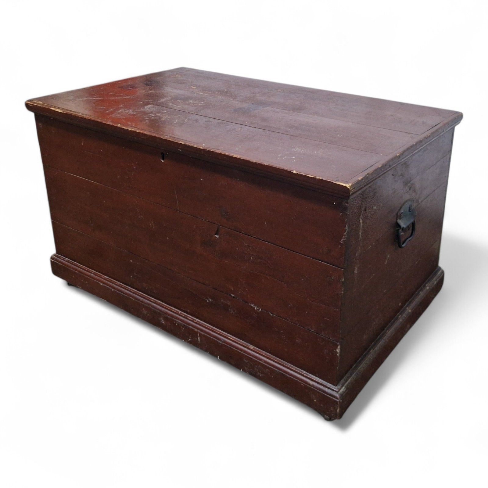 photo vinterior Antique Victorian Pine Box Flat Top Blanket Chest Wooden Storage Trunk