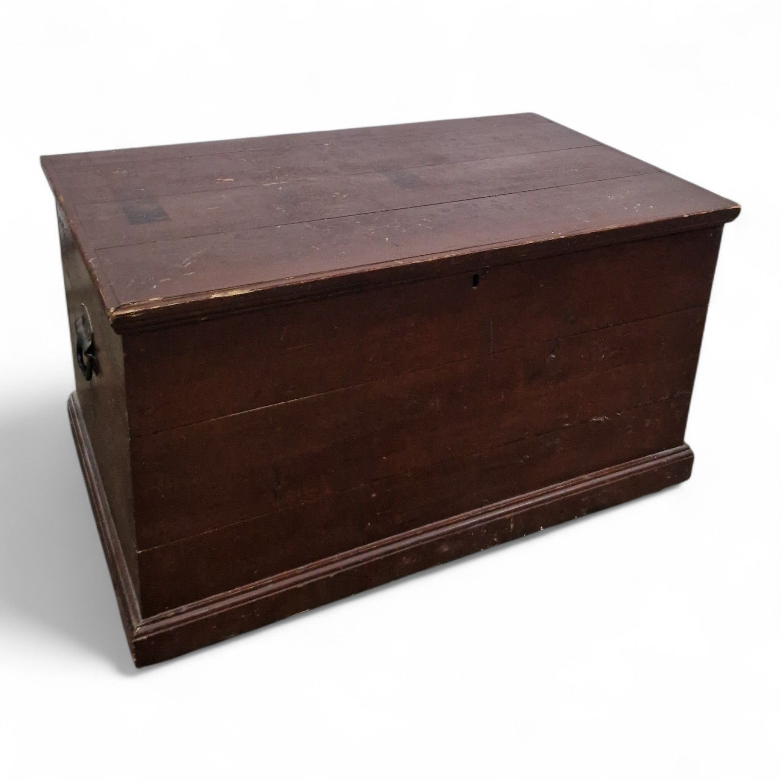 photo vintage Antique Victorian Pine Box Flat Top Blanket Chest Wooden Storage Trunk